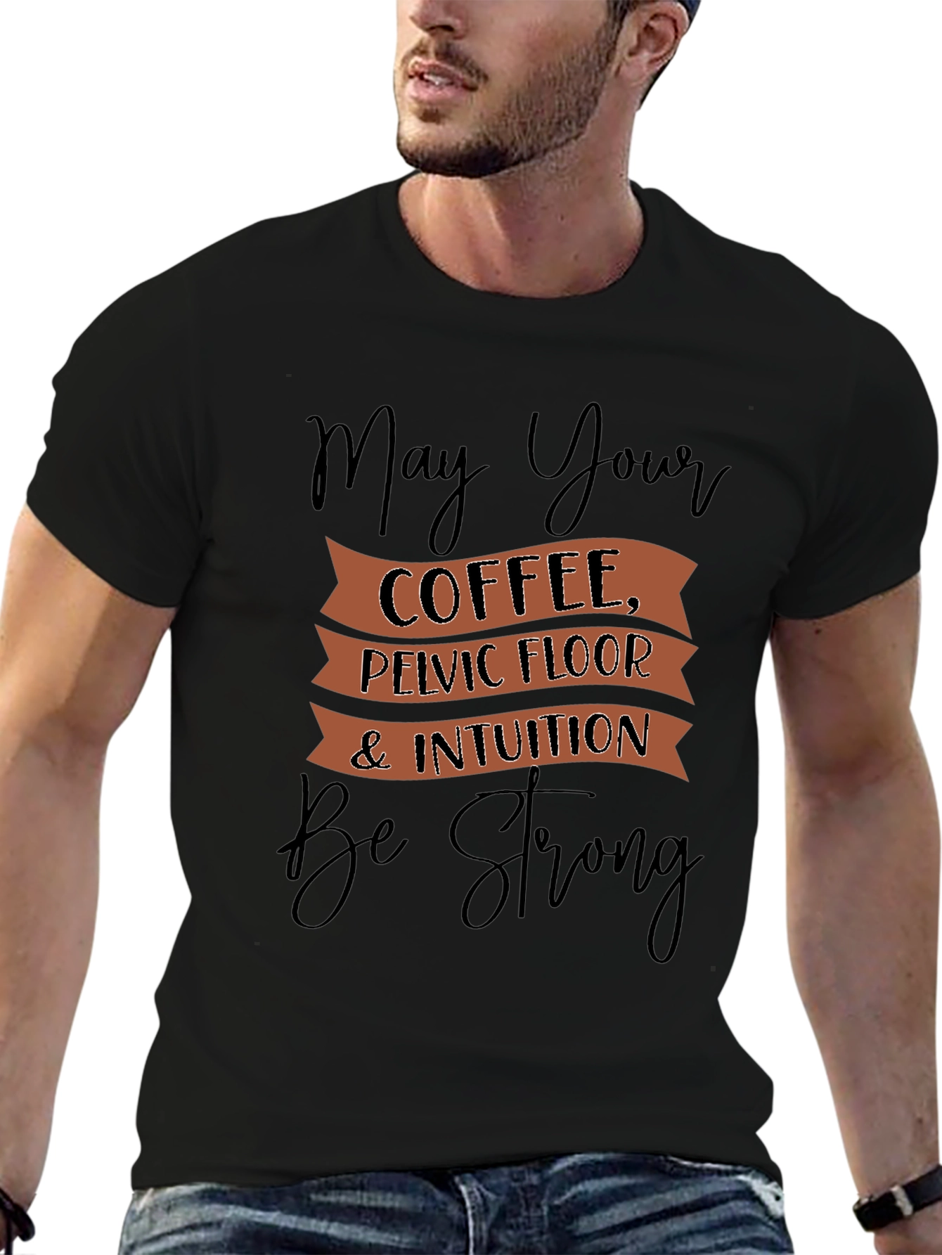 Black Coffee, Pelvic Floor, & Intuition Graphic Tee view 6