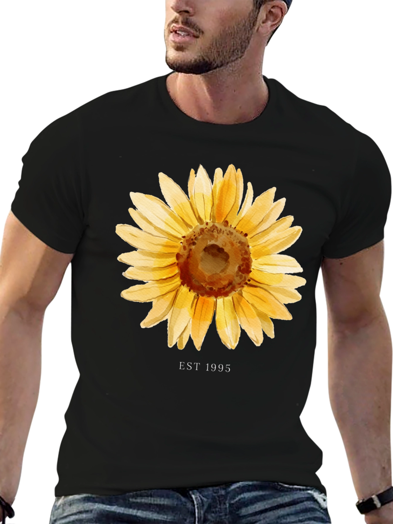 Black Sunflower EST 1995 Black T-Shirt view 6