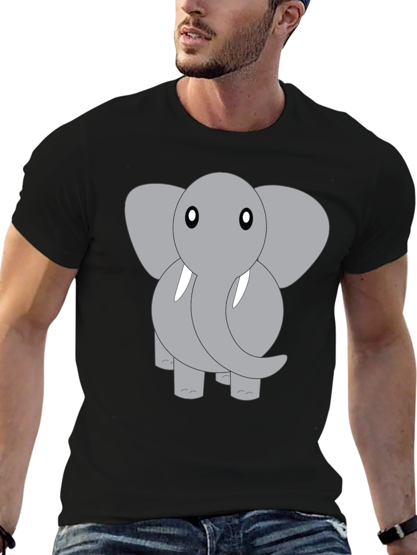Black Elephant Graphic Tee - Cute Animal Design view 6