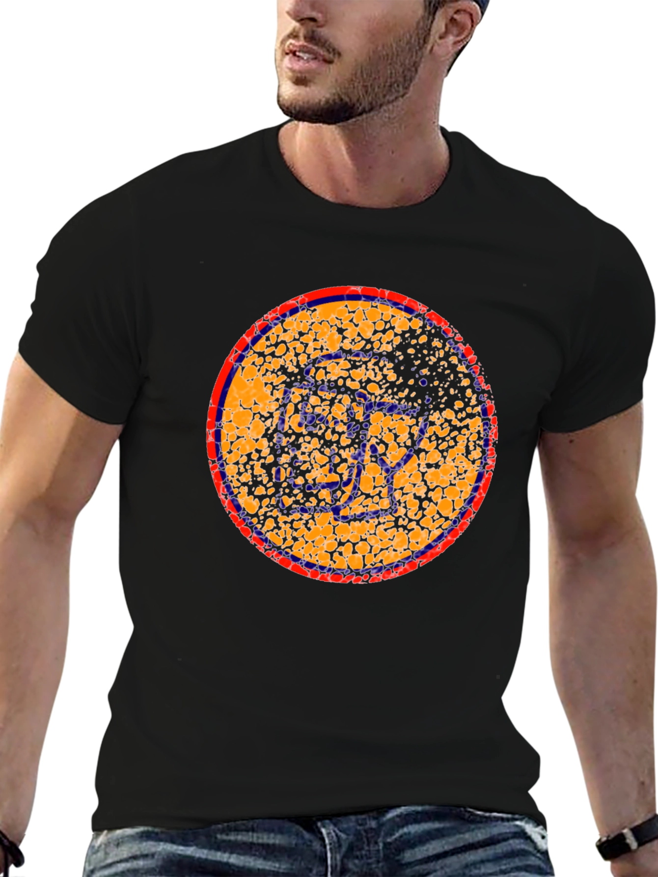 Black Abstract Circle Graphic Black T-Shirt view 6