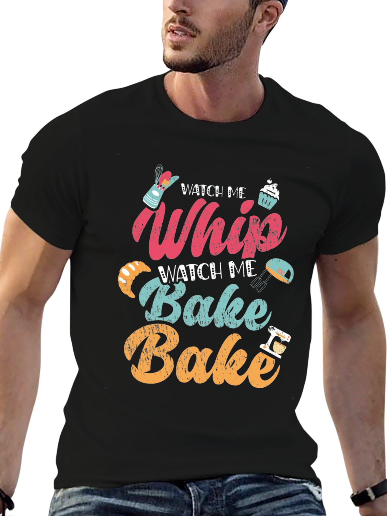 Black Watch Me Whip Bake T-Shirt - Baker's Delight! view 6