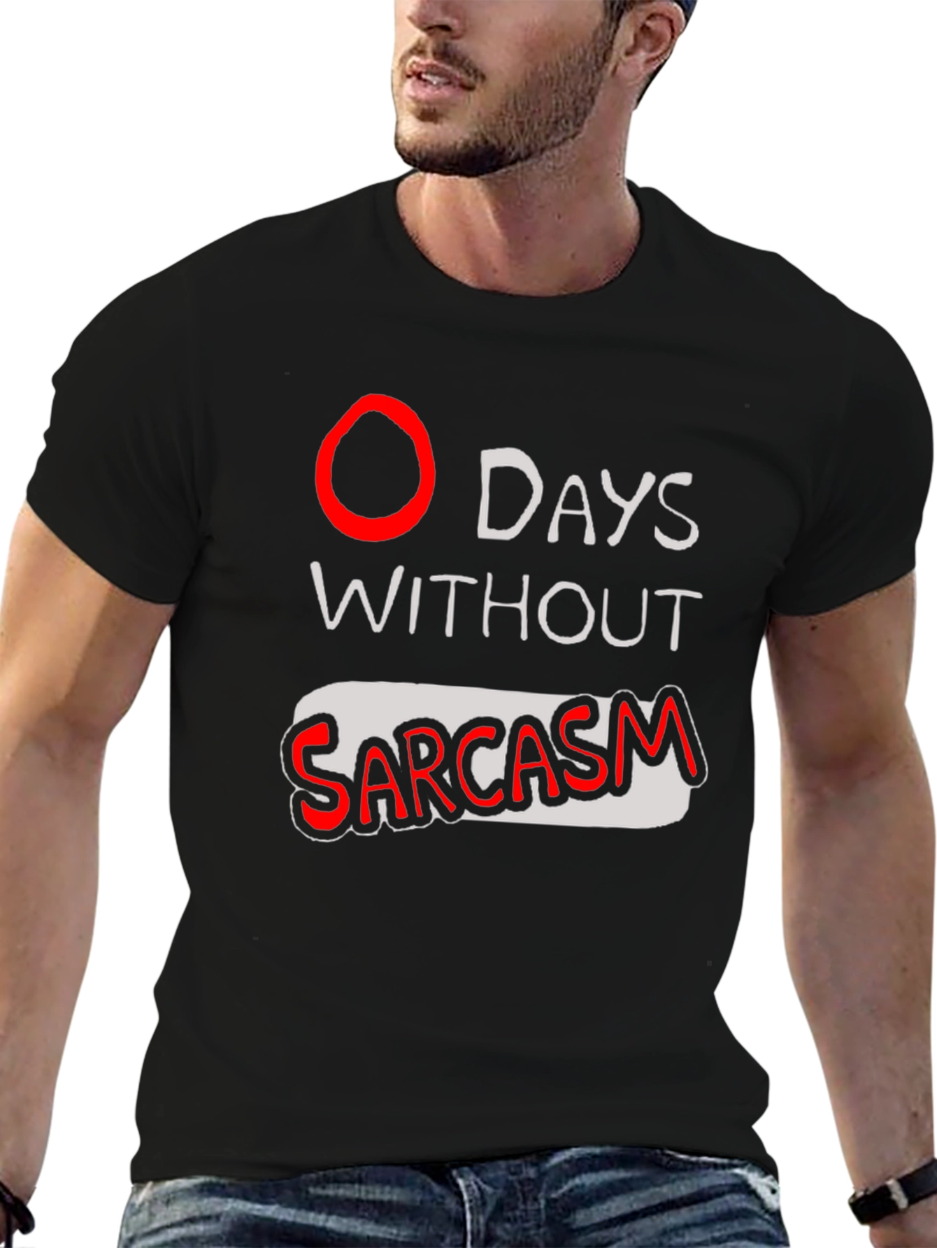 Black Sarcasm T-Shirt - Black Graphic Tee view 6