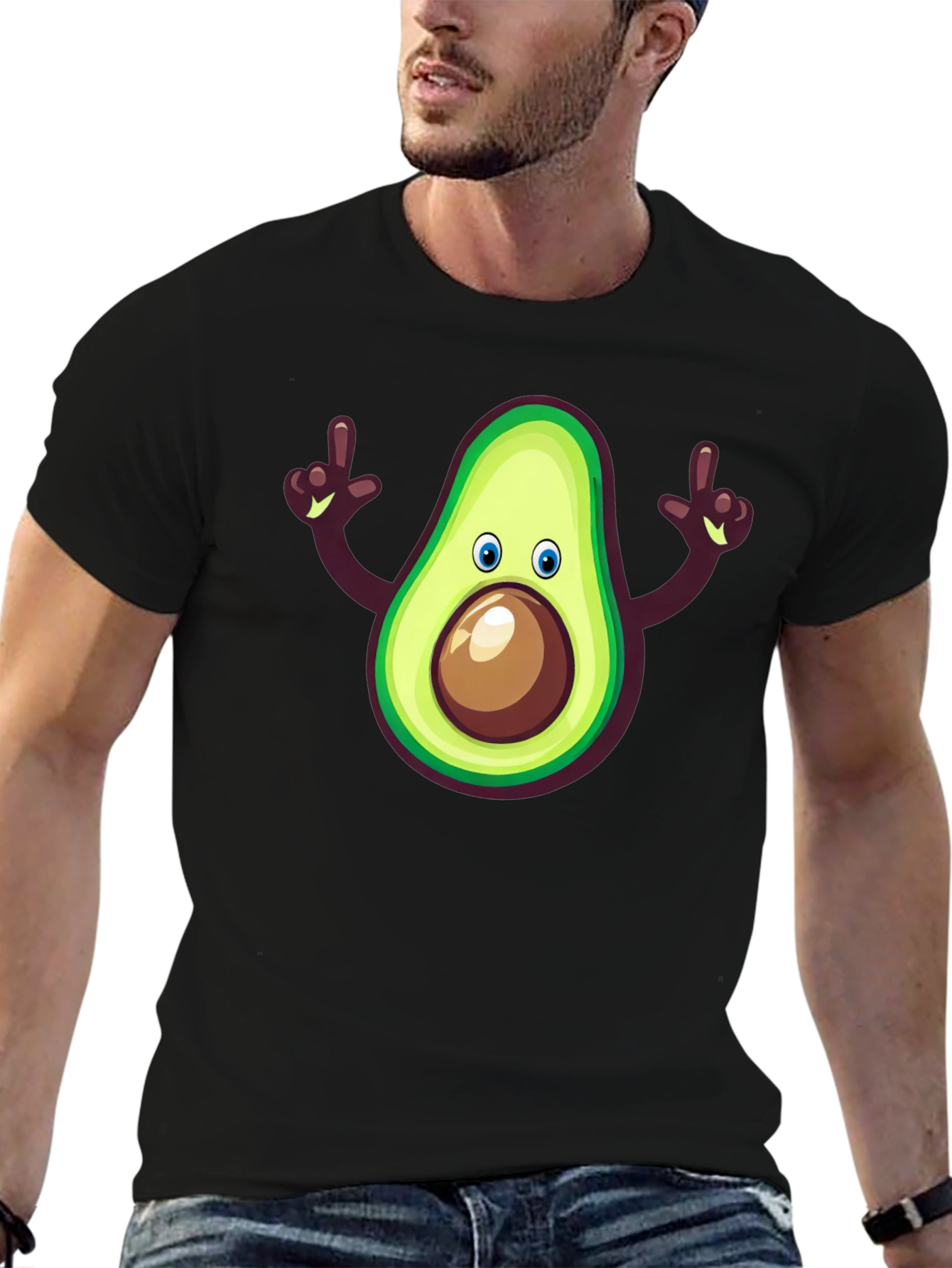 Black Avocado Cartoon Graphic Tee - Black view 6