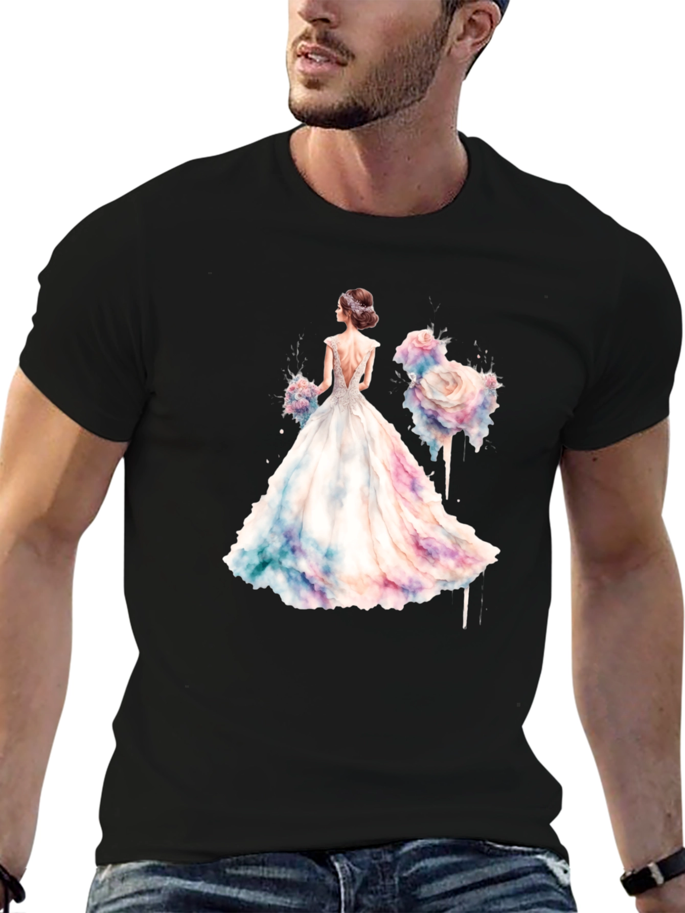 Black Elegant Bride T-Shirt view 6