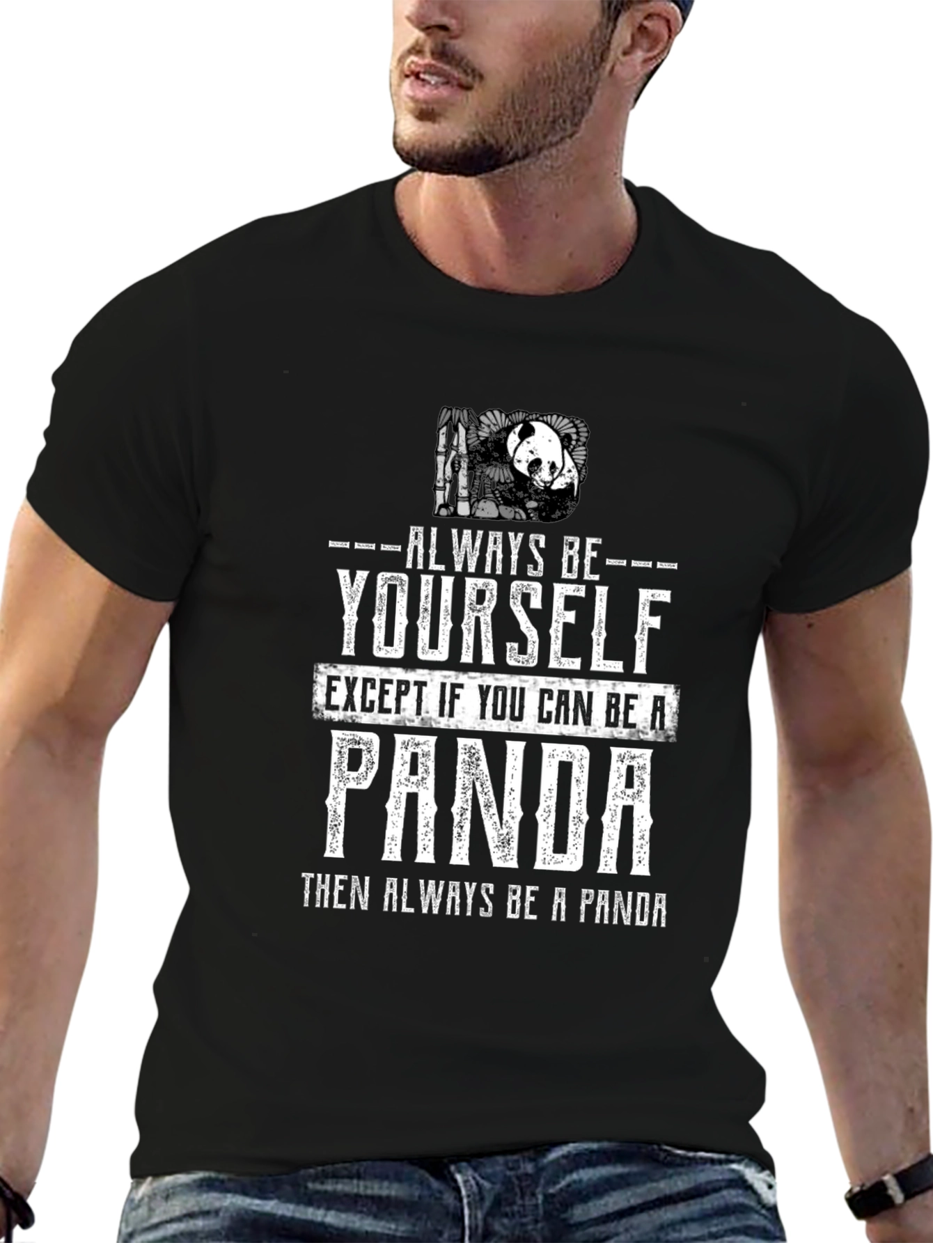 Black Always Be Yourself Panda T-Shirt view 6