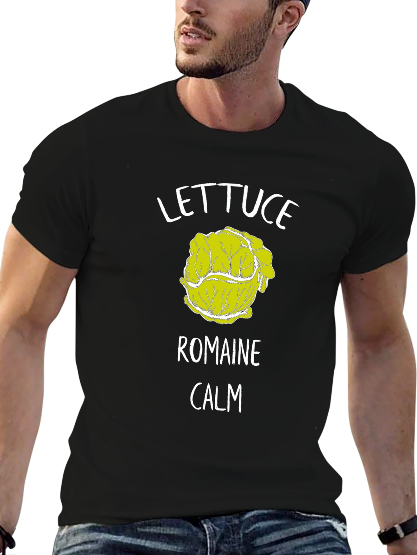 Black Lettuce Romaine Calm T-Shirt Funny Graphic Tee view 6