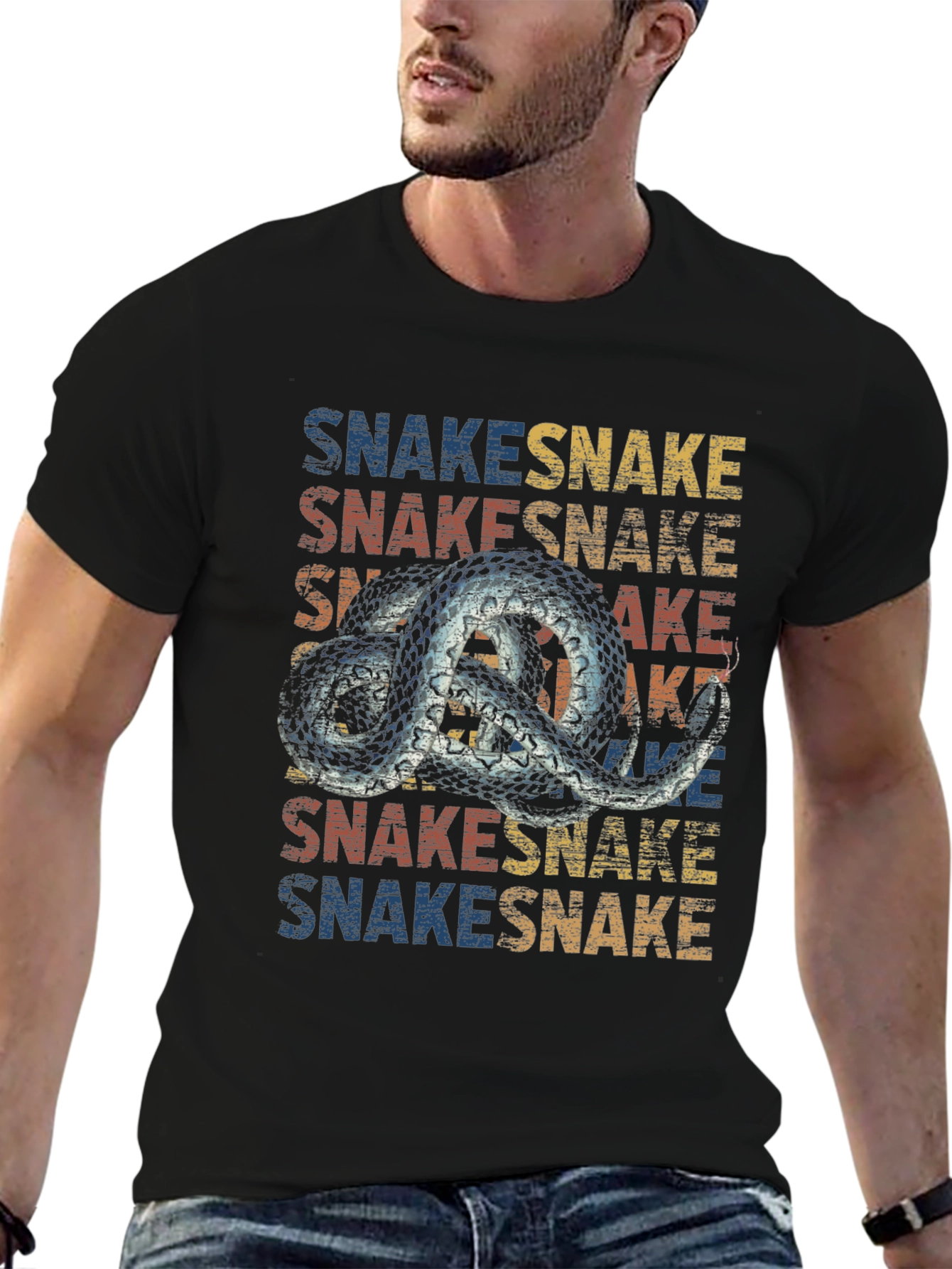 Black Vintage Snake T-Shirt Graphic Print view 6