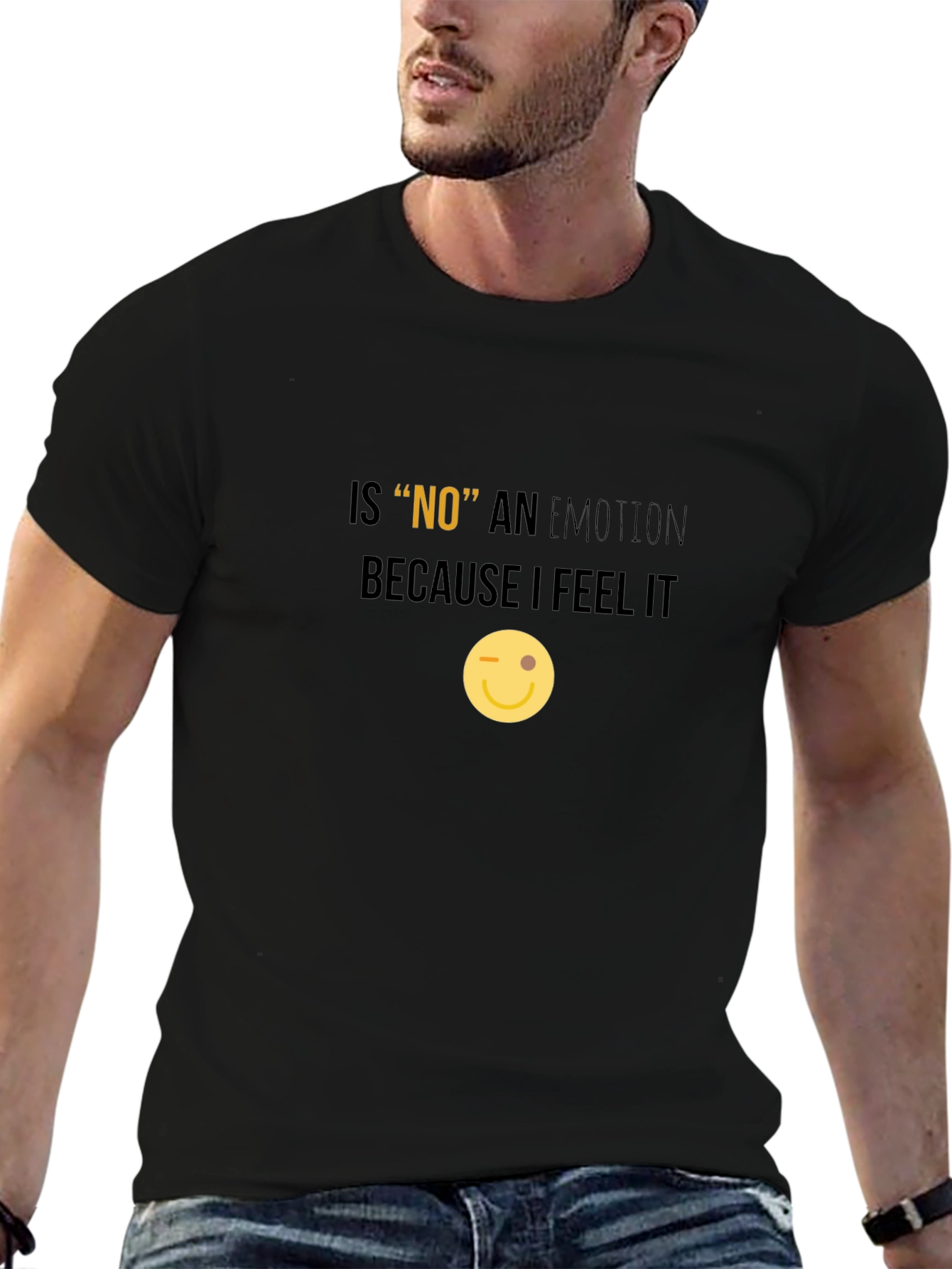 Black Funny "NO" Emotion T-Shirt view 6