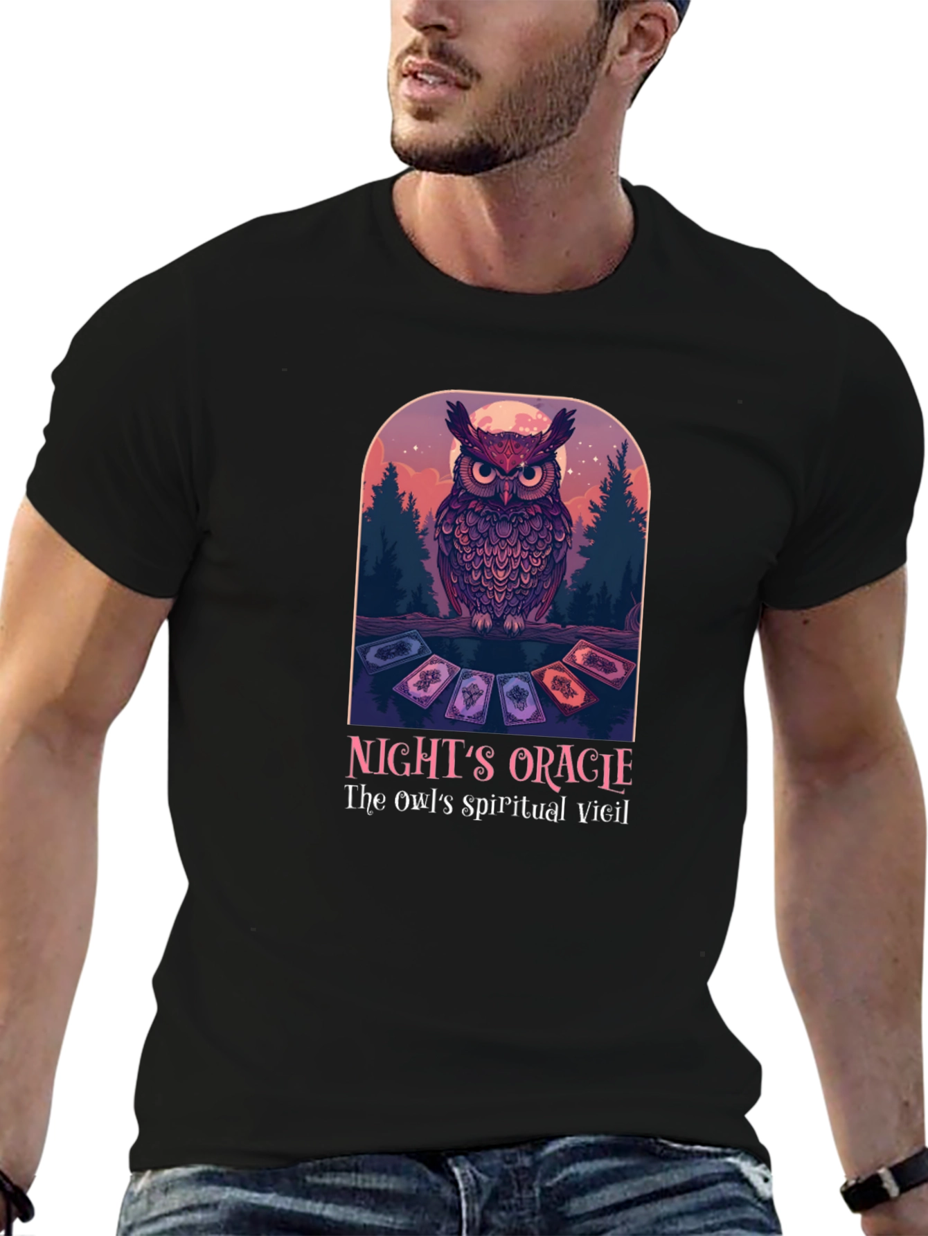 Black Night's Oracle Owl Graphic T-Shirt view 6