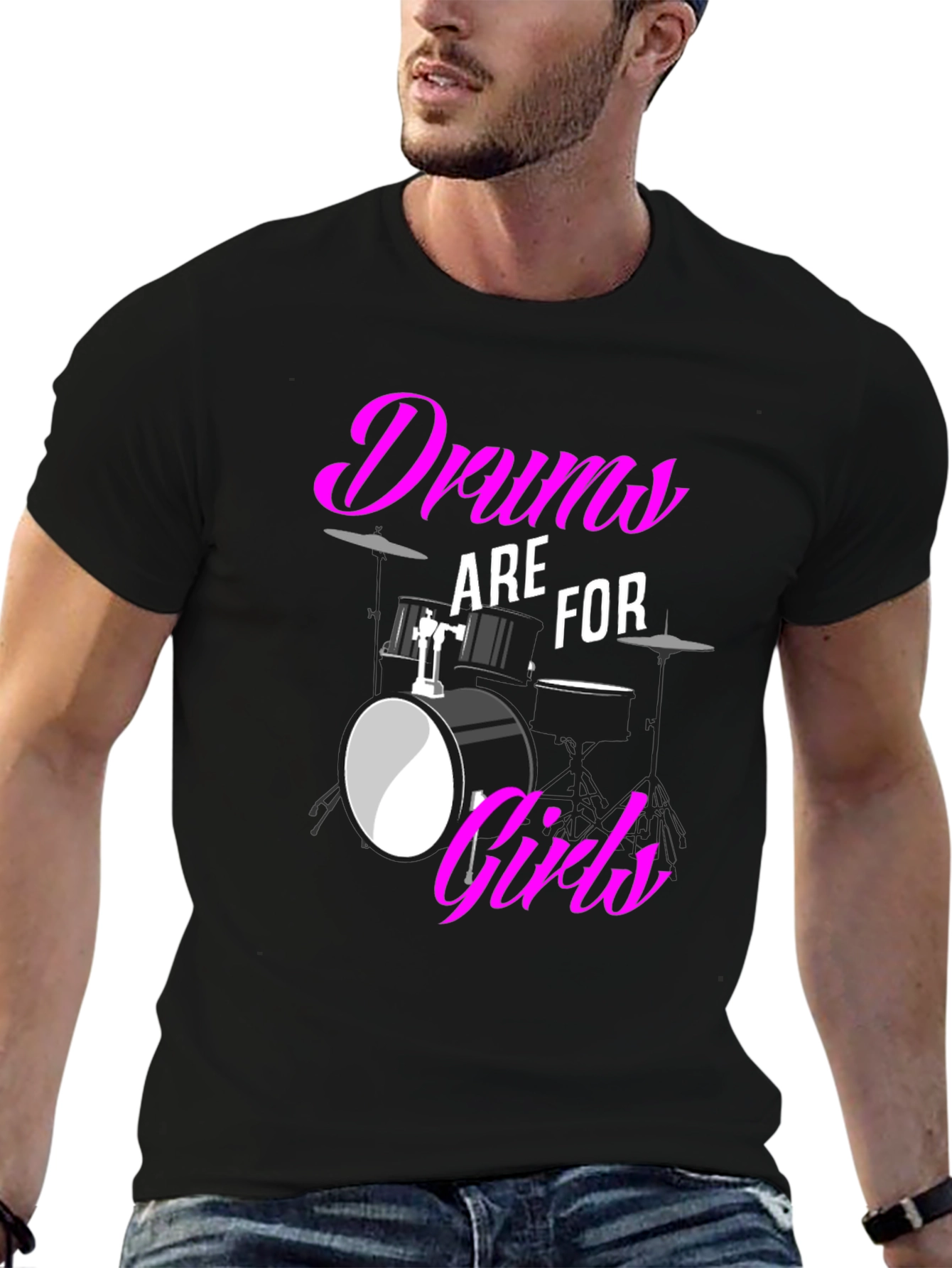 Black Drums are for Girls T-Shirt: Bold Graphic Tee view 6