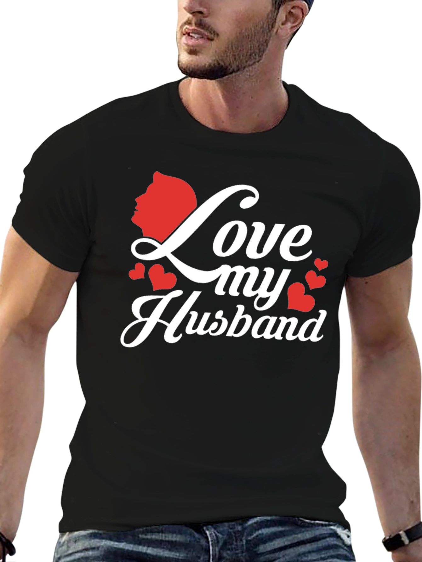Black Love My Husband Graphic Tee - Black view 6