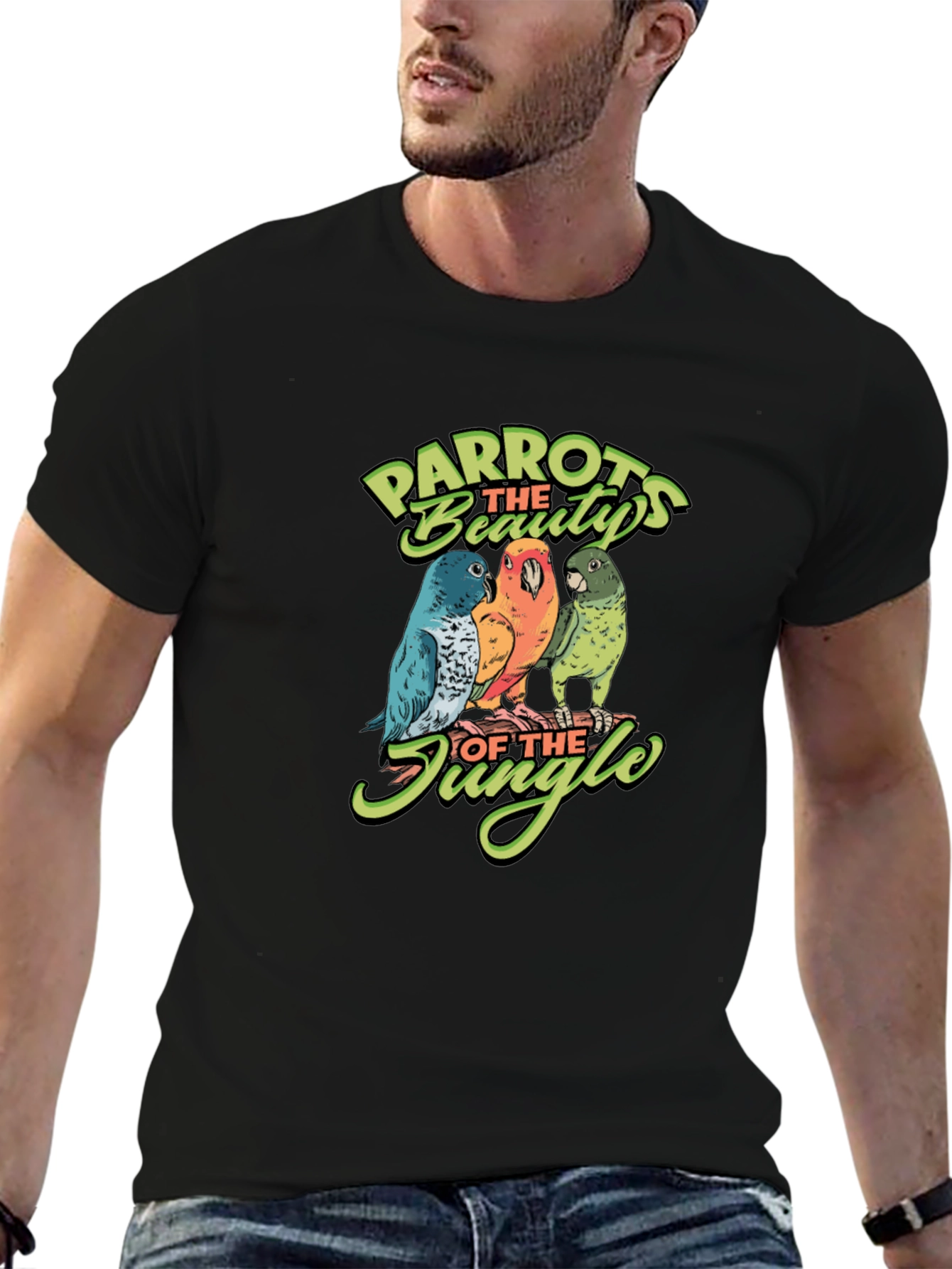 Black Parrots of the Jungle Graphic Tee view 6
