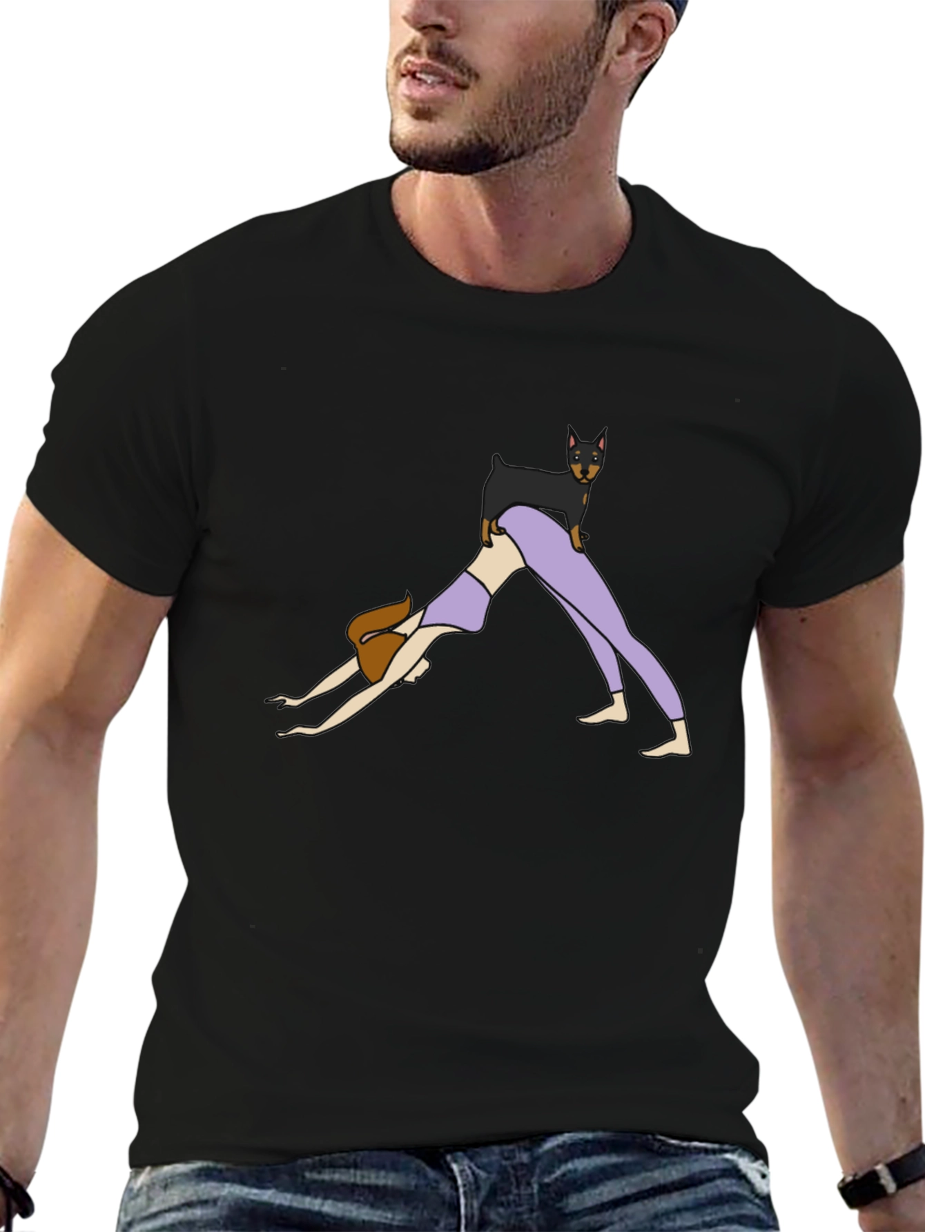 Black Yoga Dog T-Shirt view 6