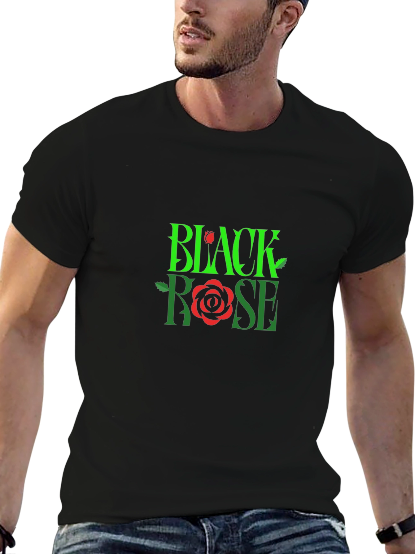 Black Black Rose Graphic Tee - Bold & Stylish Men's T-Shirt view 6