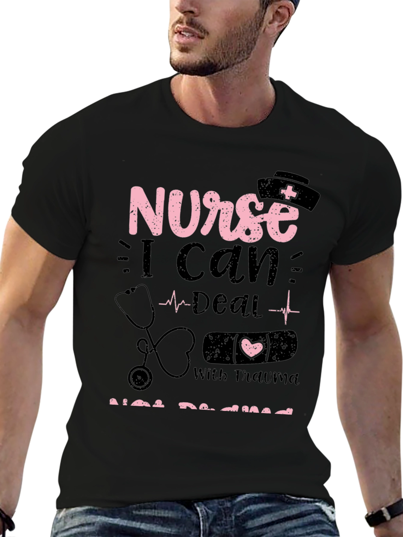 Black Nurse Trauma T-Shirt: I Can Deal With Trauma view 6