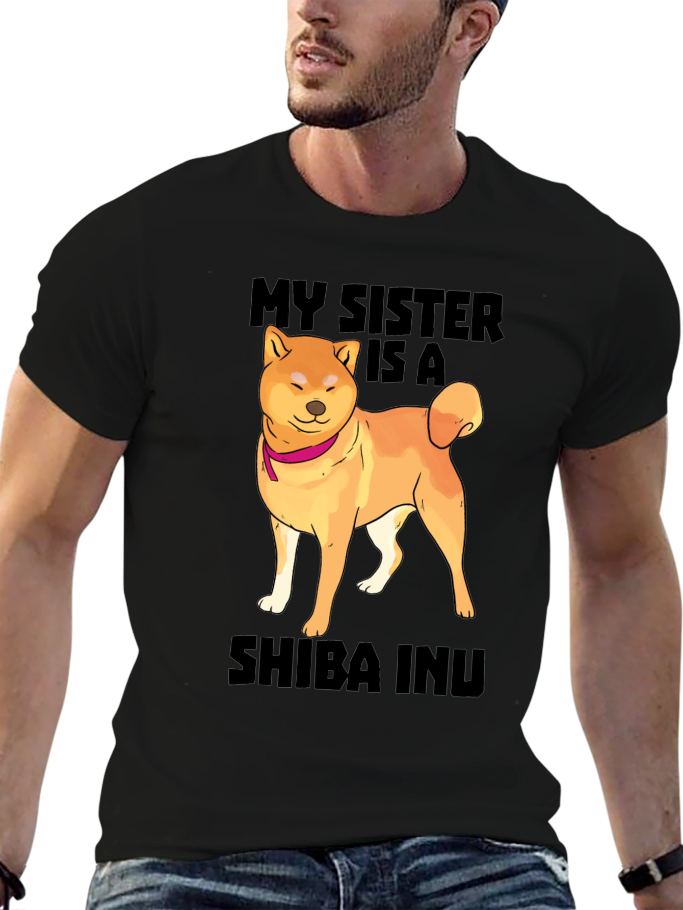 Black My Sister Is A Shiba Inu T-Shirt Funny Dog Lover Tee view 6