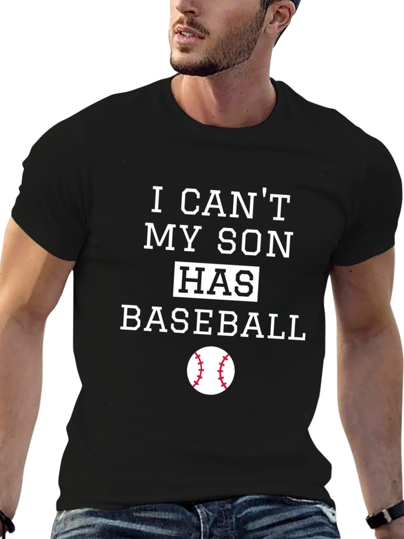 Black My Son Has Baseball T-Shirt - Dad Gift view 6