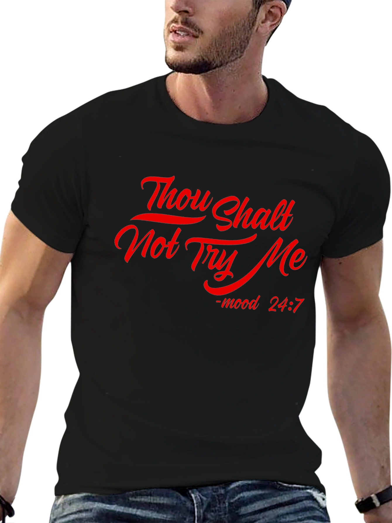 Black Thou Shalt Not Try Me Graphic Tee - Black view 6