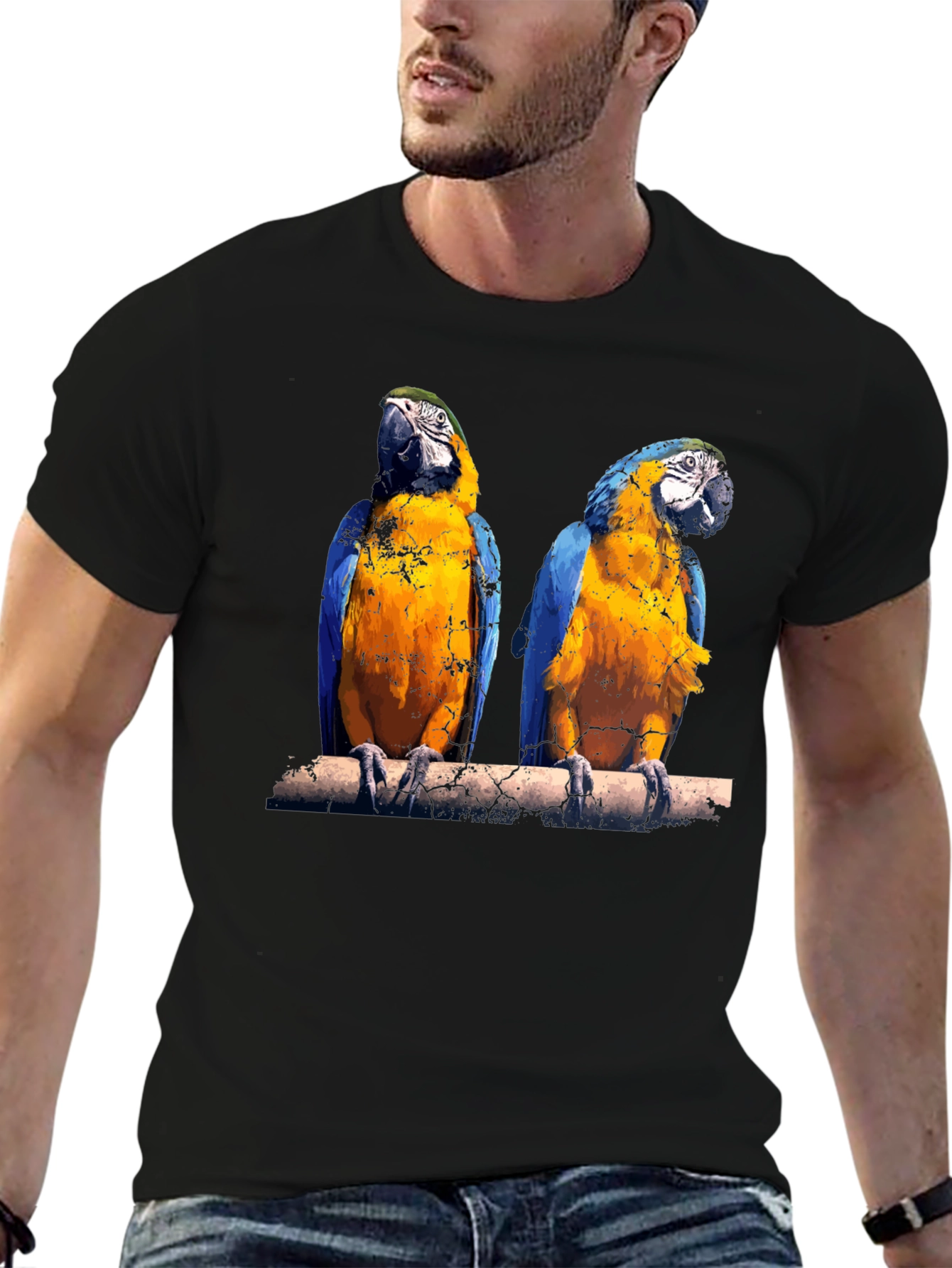 Black Parrot Graphic Tee - Vibrant Bird Print view 6