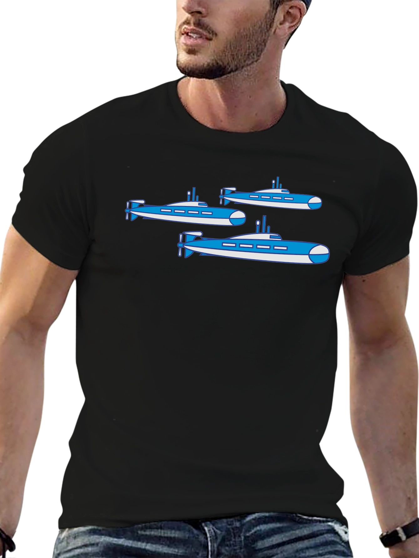 Black Submarine T-Shirt - Novelty Graphic Tee view 6