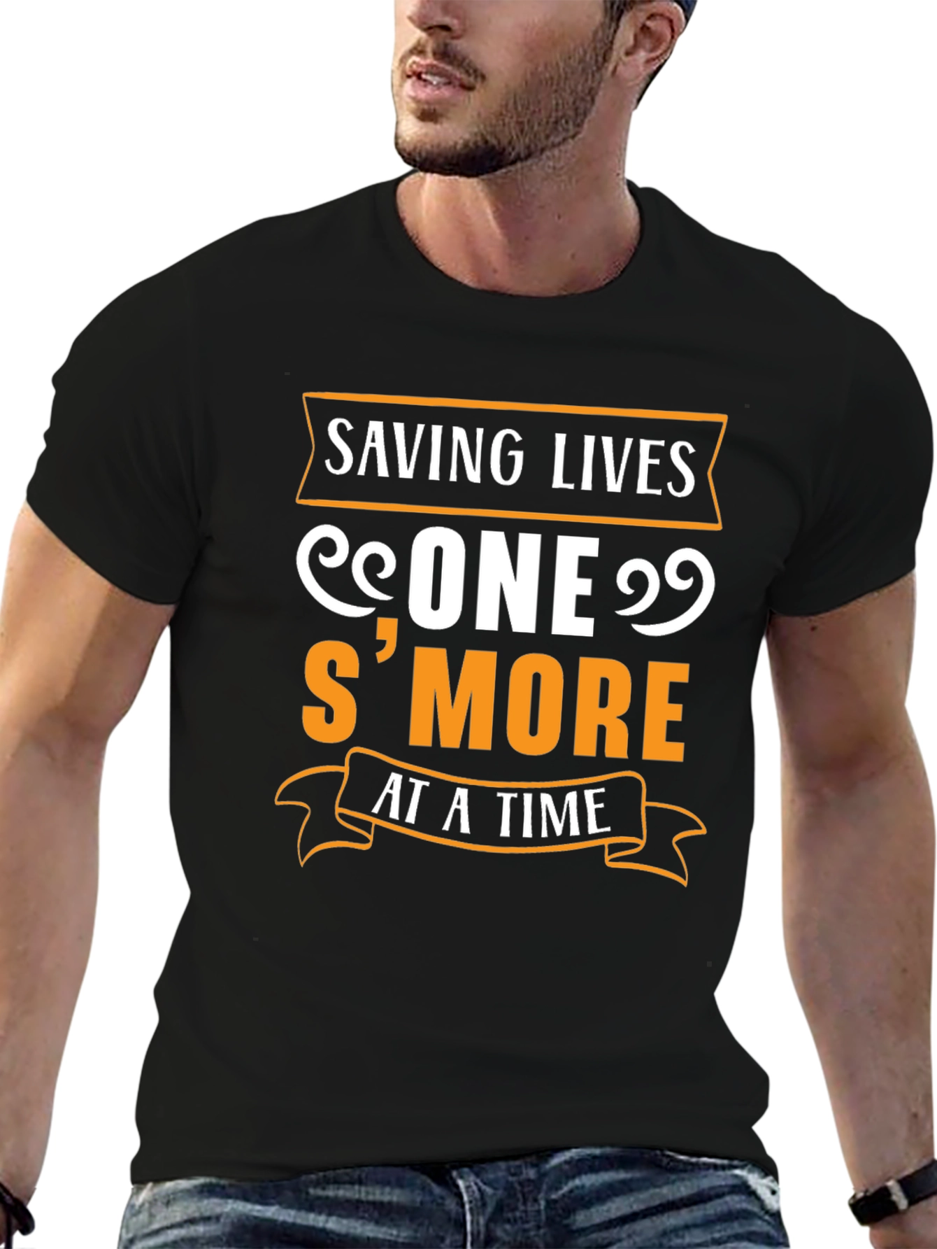 Black Saving Lives S'more Funny T-Shirt view 6