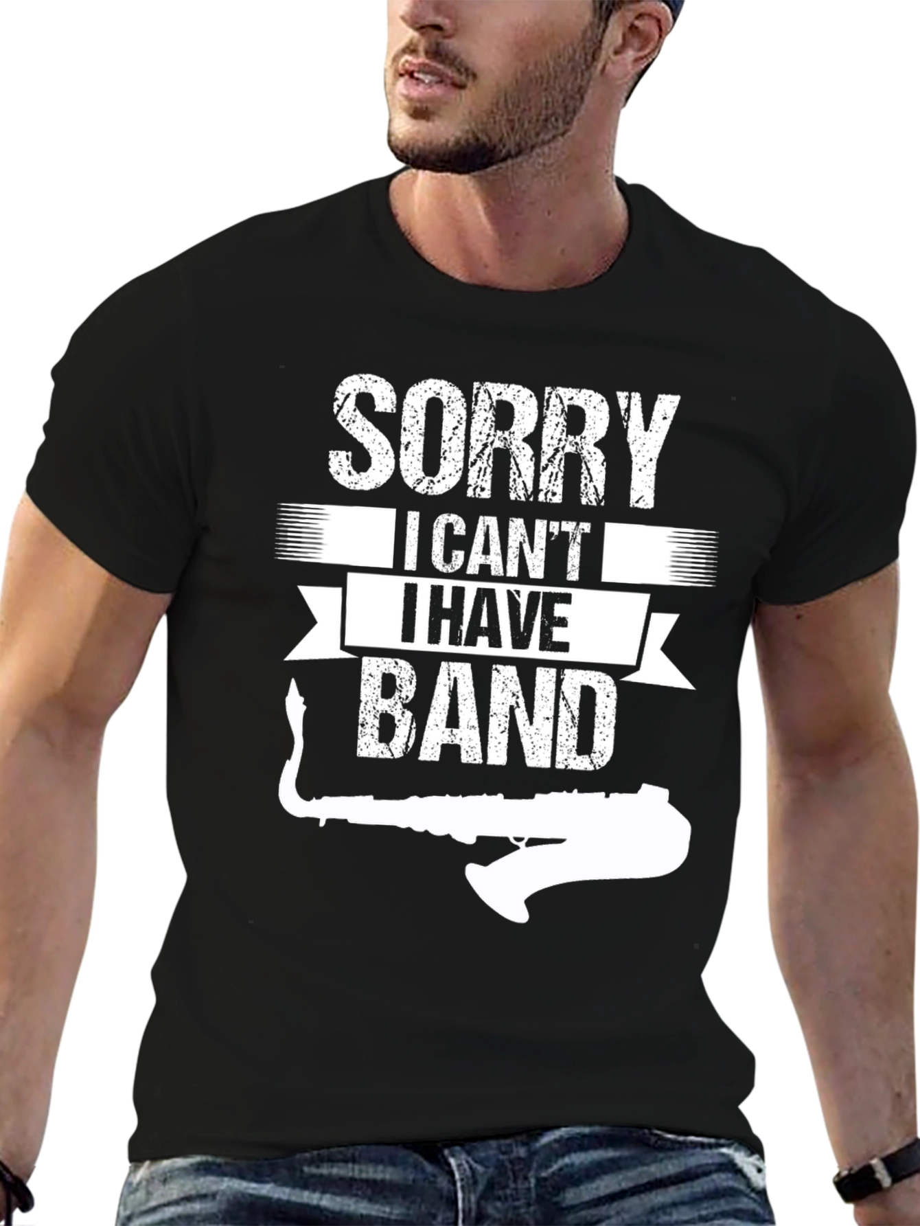 Black Sorry I Can't I Have Band T-Shirt view 6