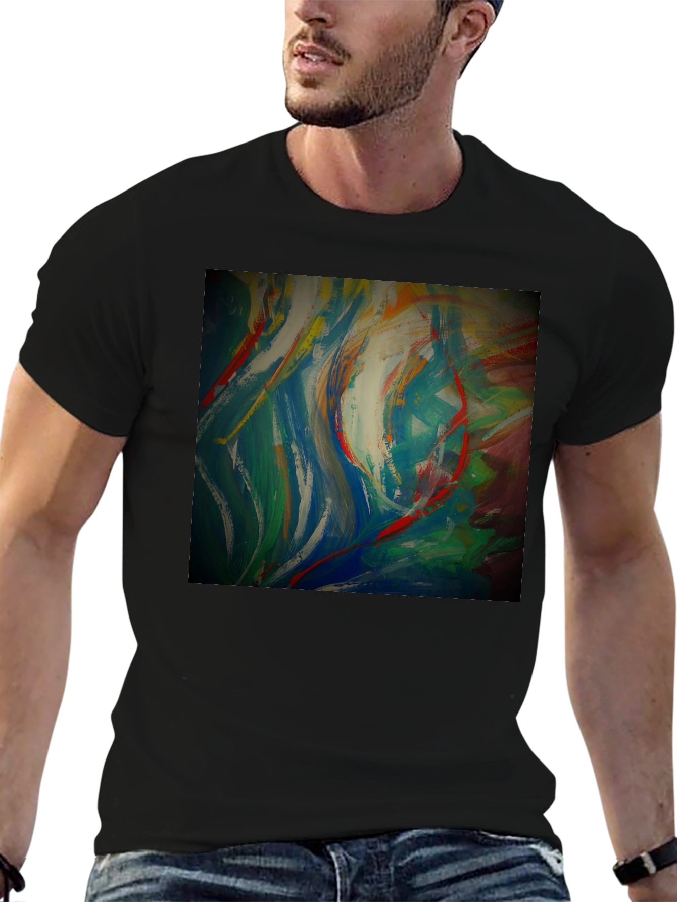 Black Abstract Art Graphic Tee - Modern Style view 6