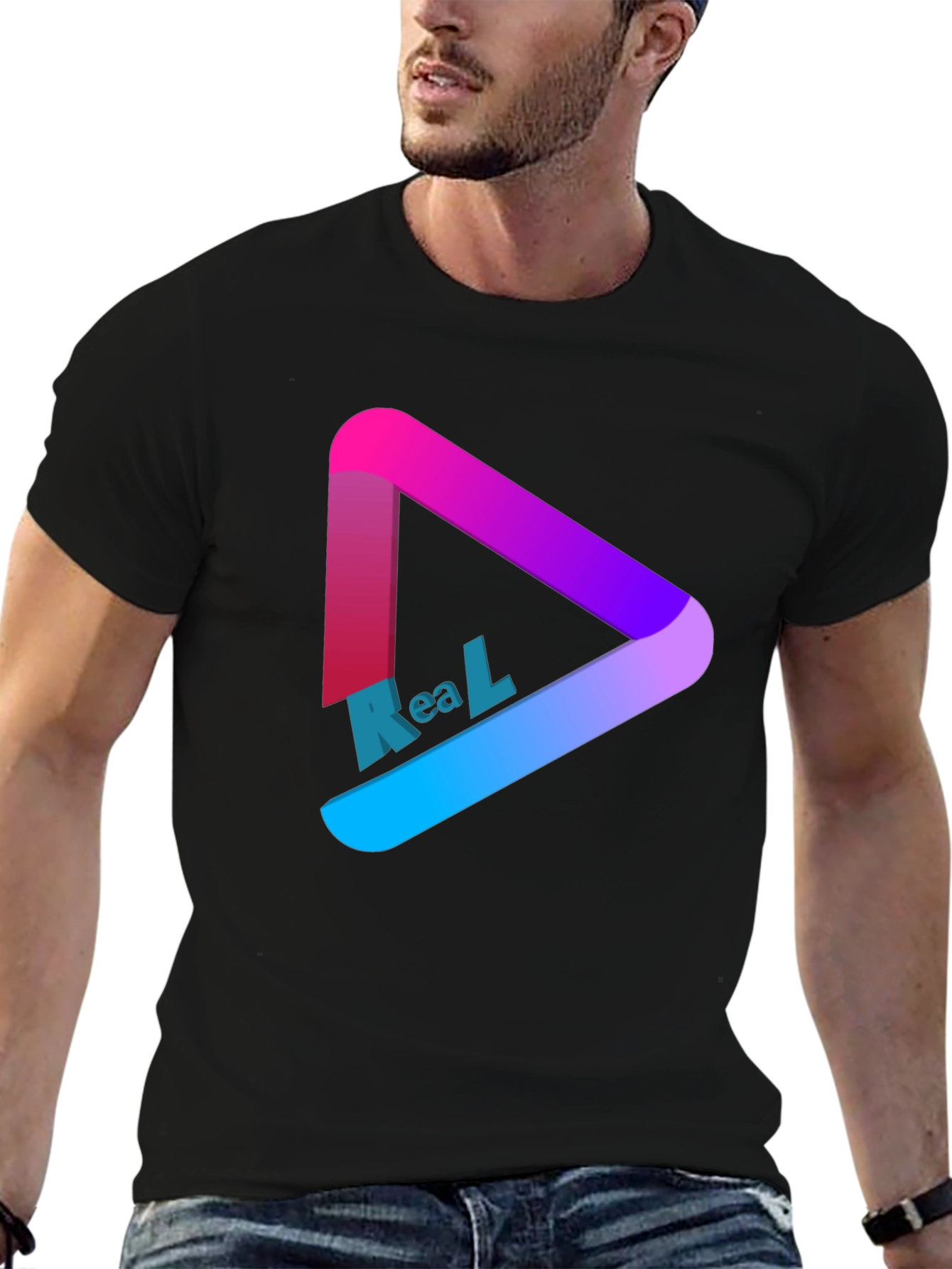 Black Gradient Triangle T-Shirt view 6