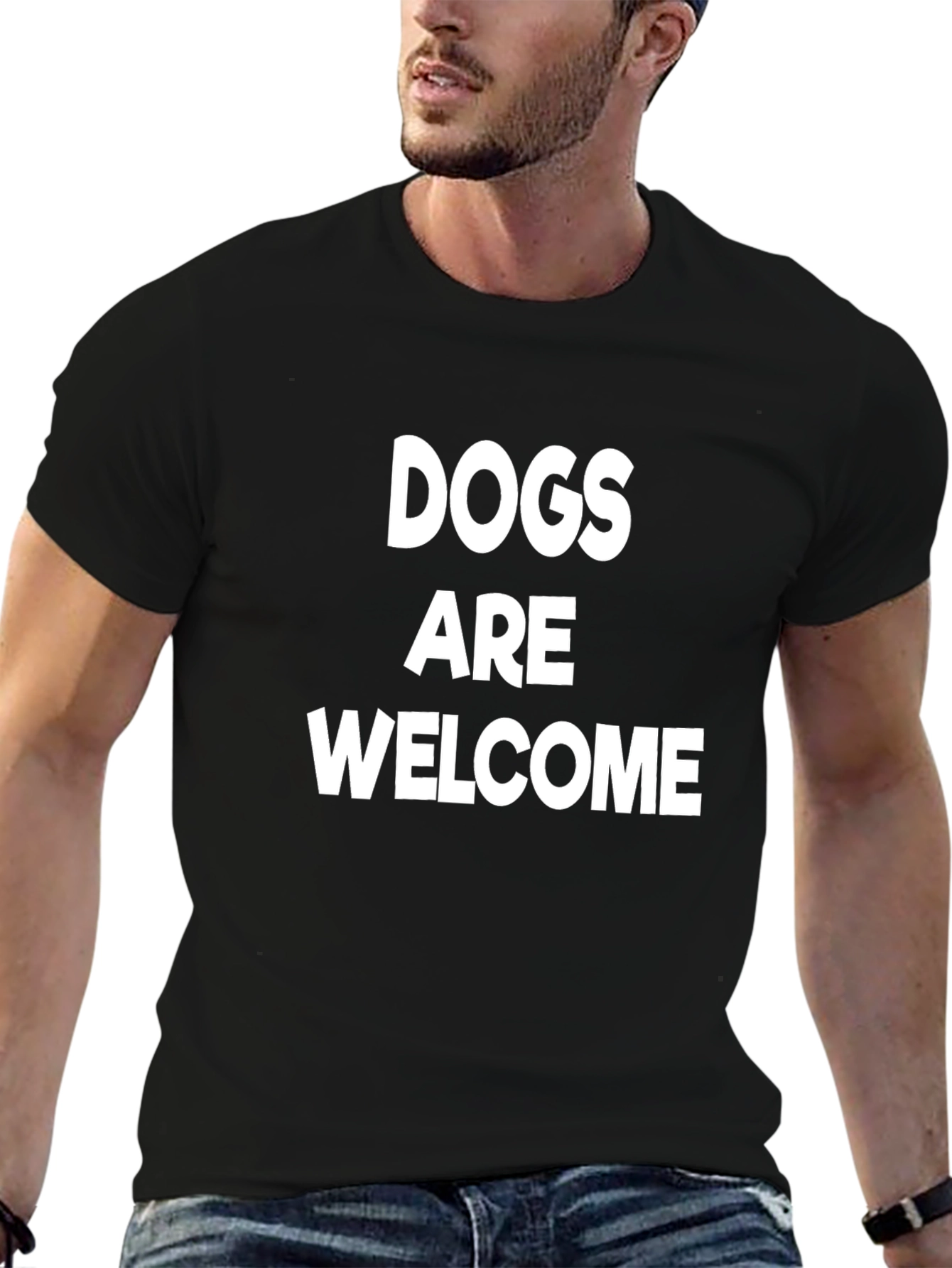 Dogs Are Welcome Graphic Tee - Black Unisex Shirt - 6