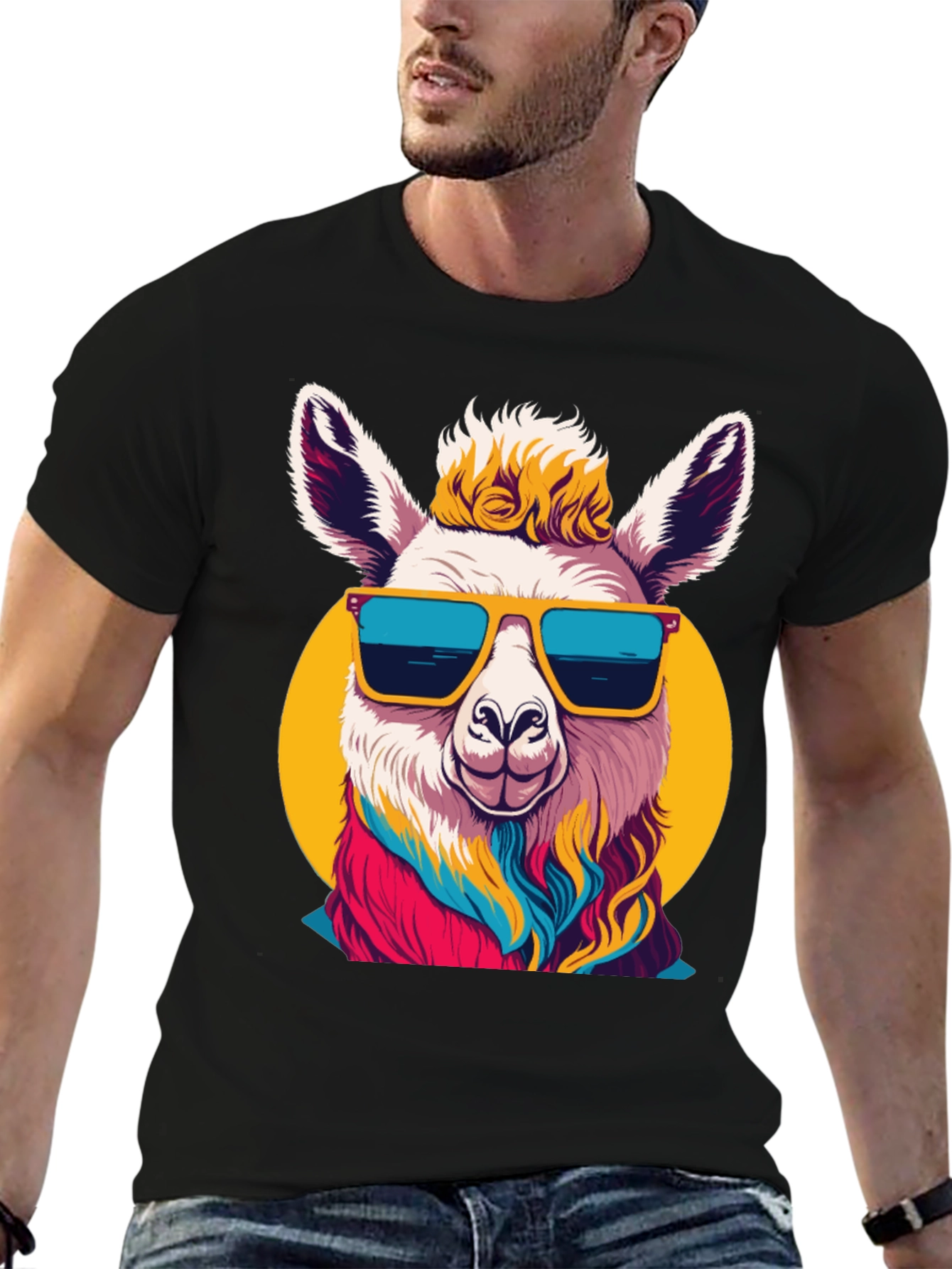 Black Cool Llama Graphic Tee - Black T-Shirt view 6
