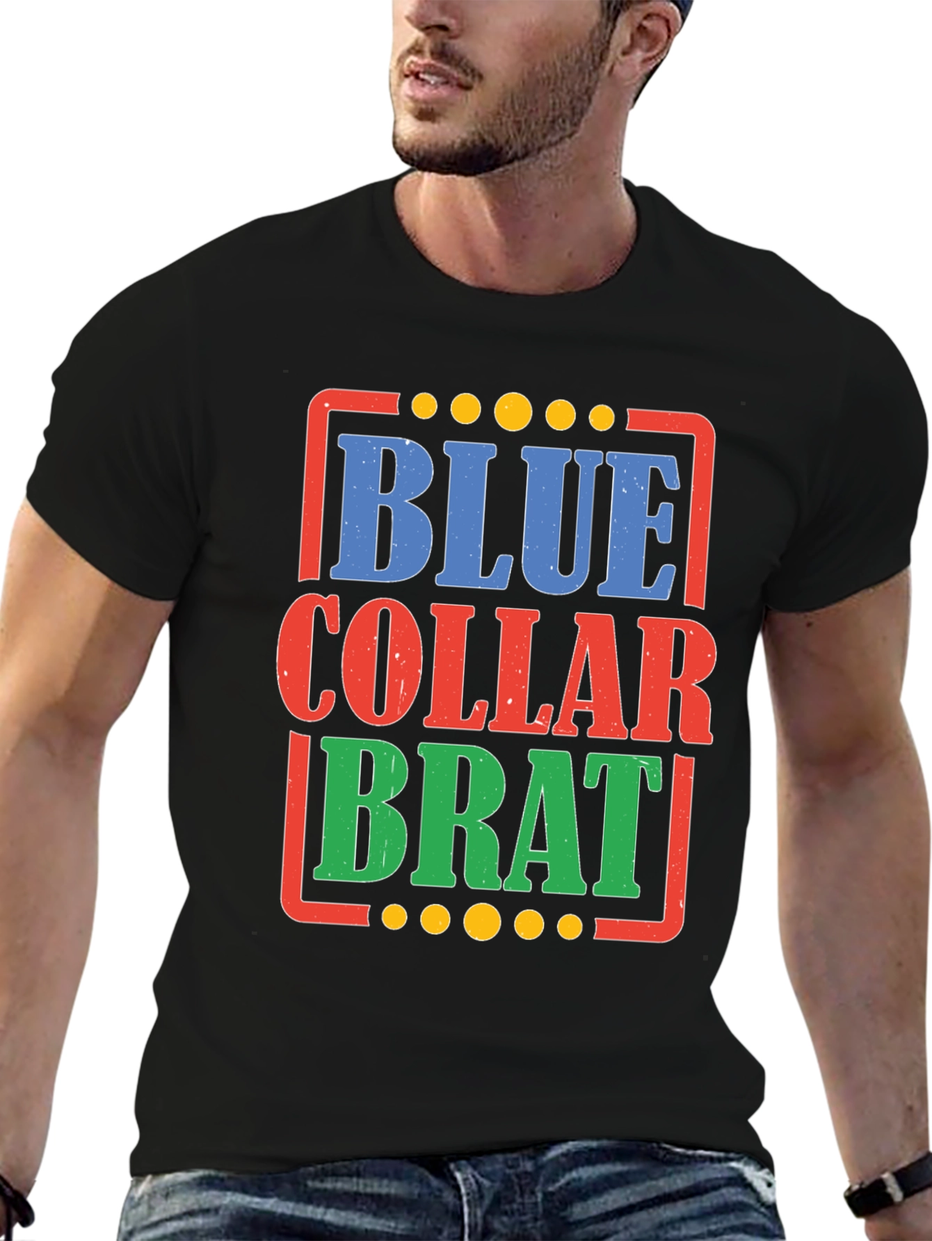 Black Blue Collar Brat Graphic T-Shirt view 6