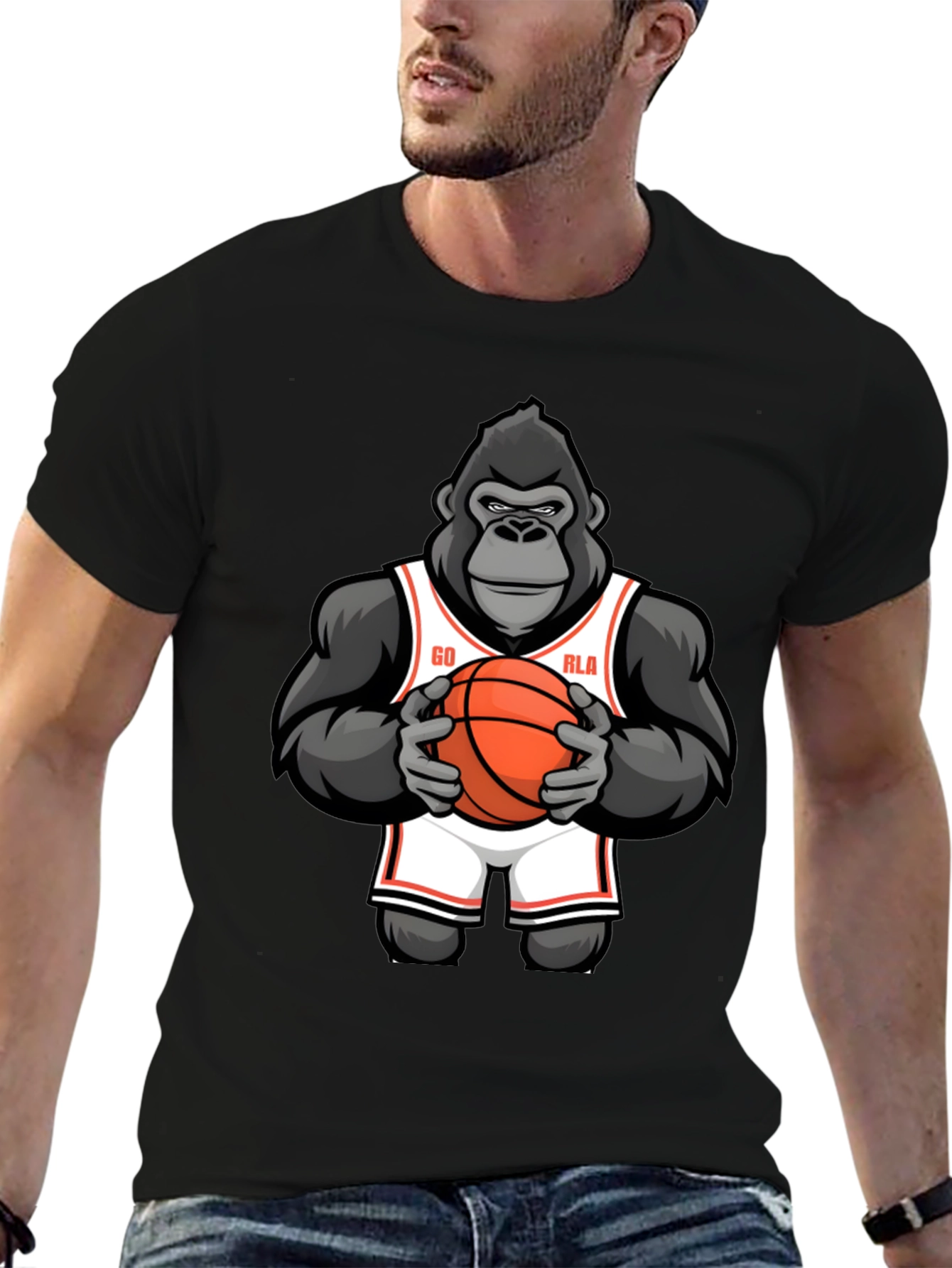 Black Gorilla Basketball Graphic T-Shirt view 6