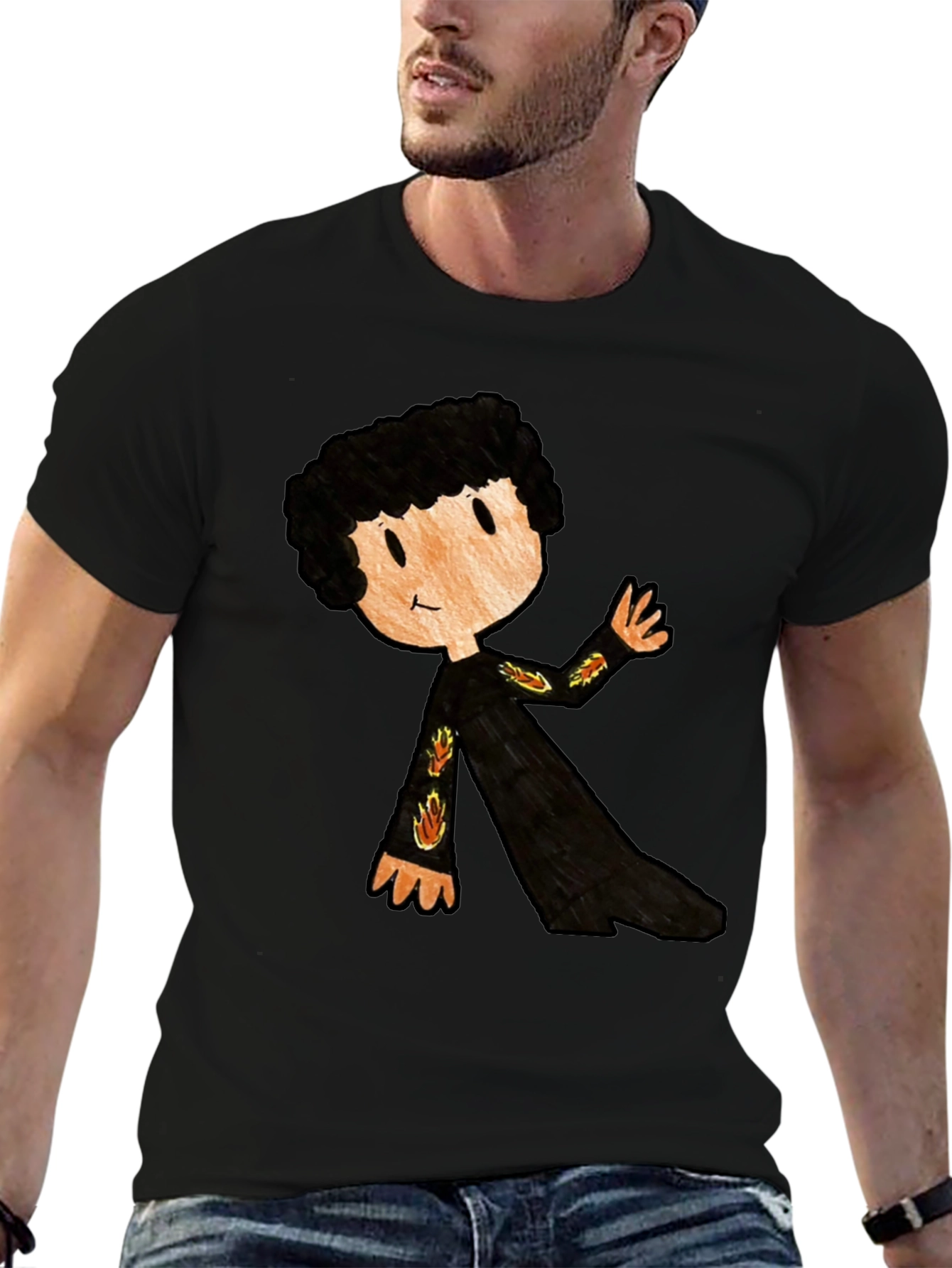 Black Cartoon Character Black T-Shirt view 6