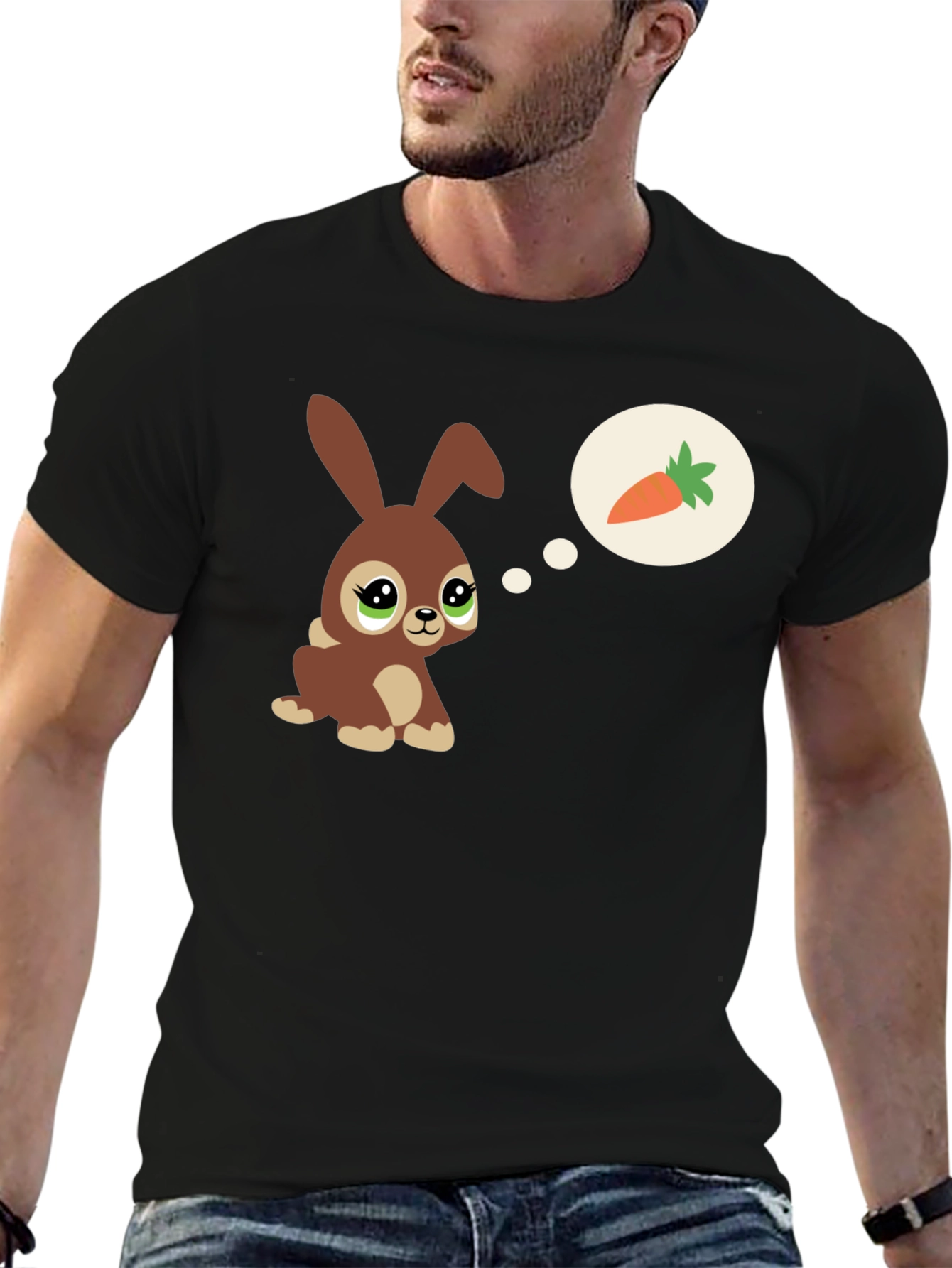 Black Cute Bunny Carrot Dream T-Shirt view 6
