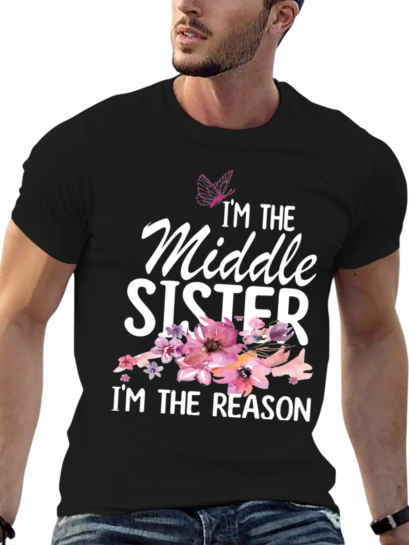 Black I'm the Middle Sister T-Shirt view 6