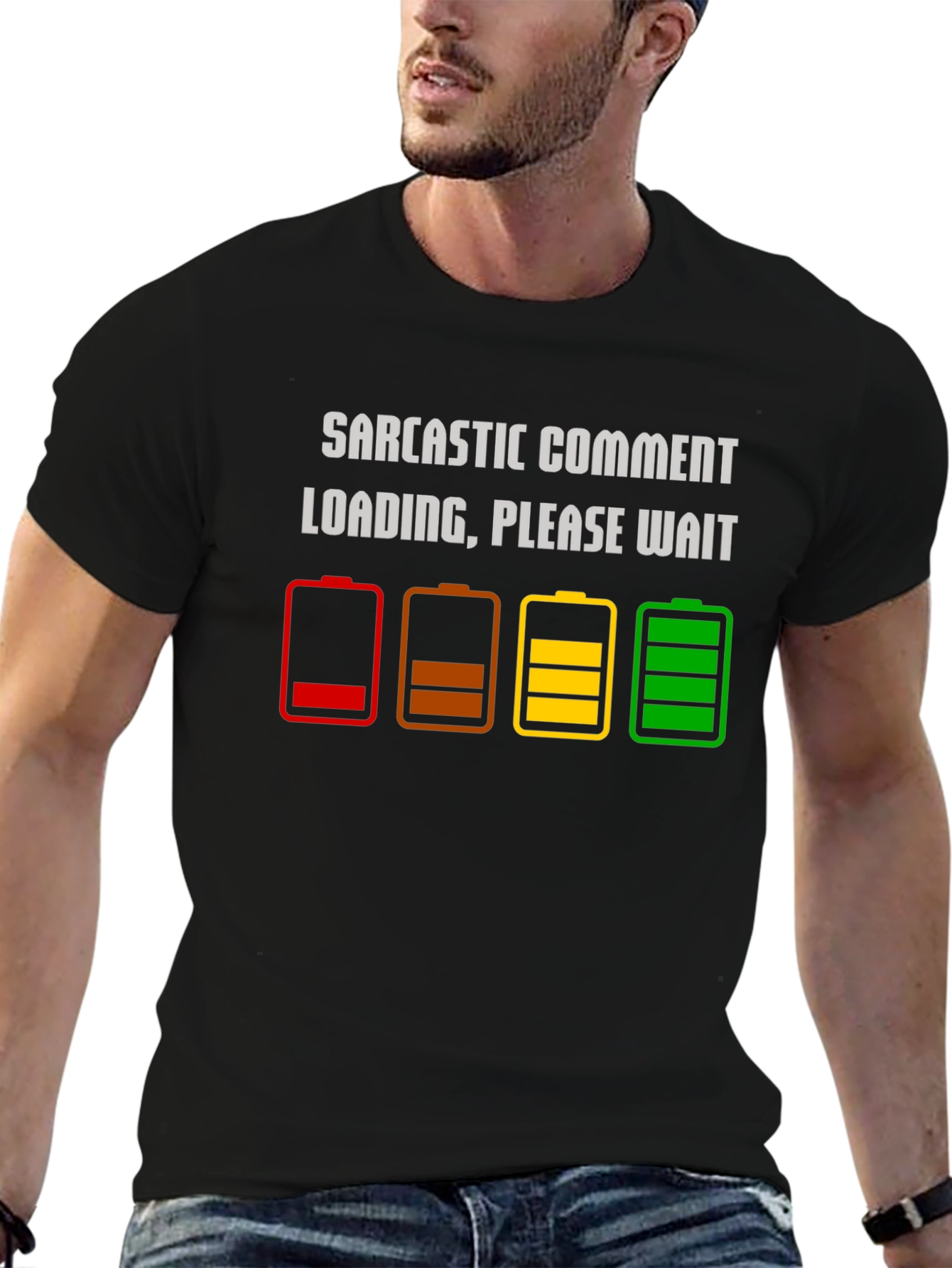 Black Sarcastic Comment Loading T-Shirt - Funny Humor Tee view 6