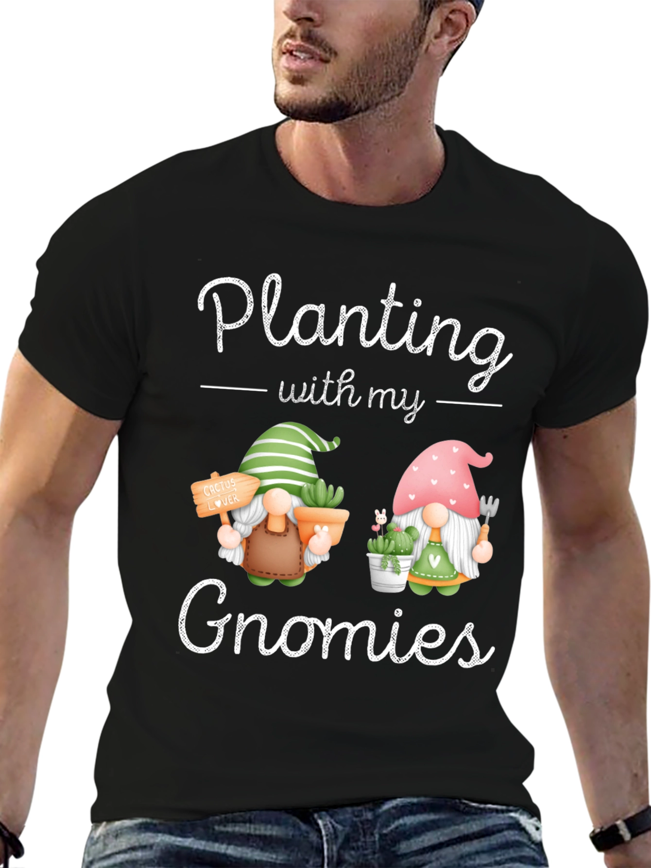 Black Planting with my Gnomies T-Shirt, Garden Lover Tee view 6