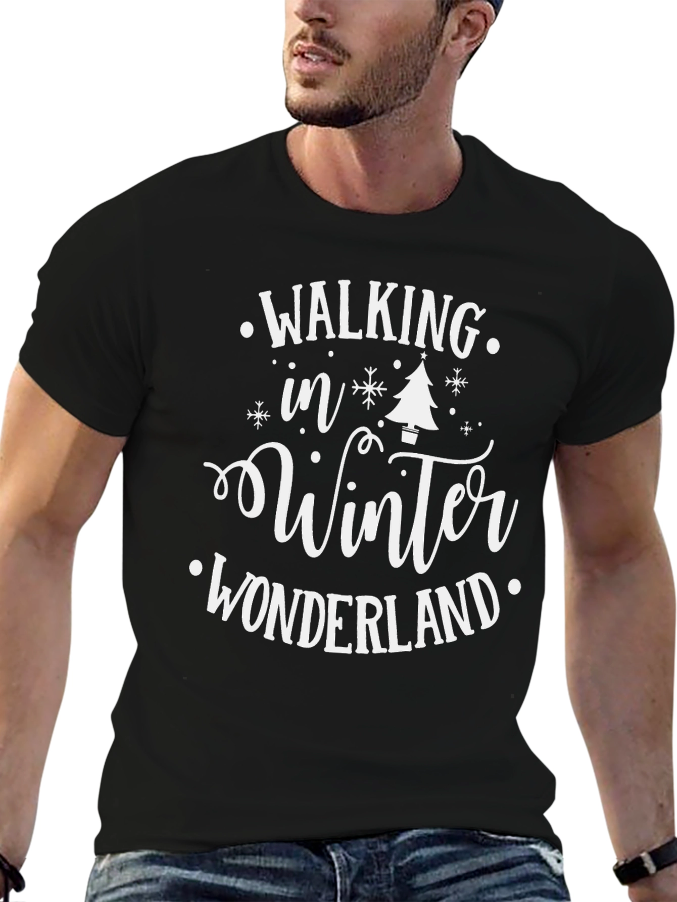 Walking in Winter Wonderland Black Graphic Tee - 6
