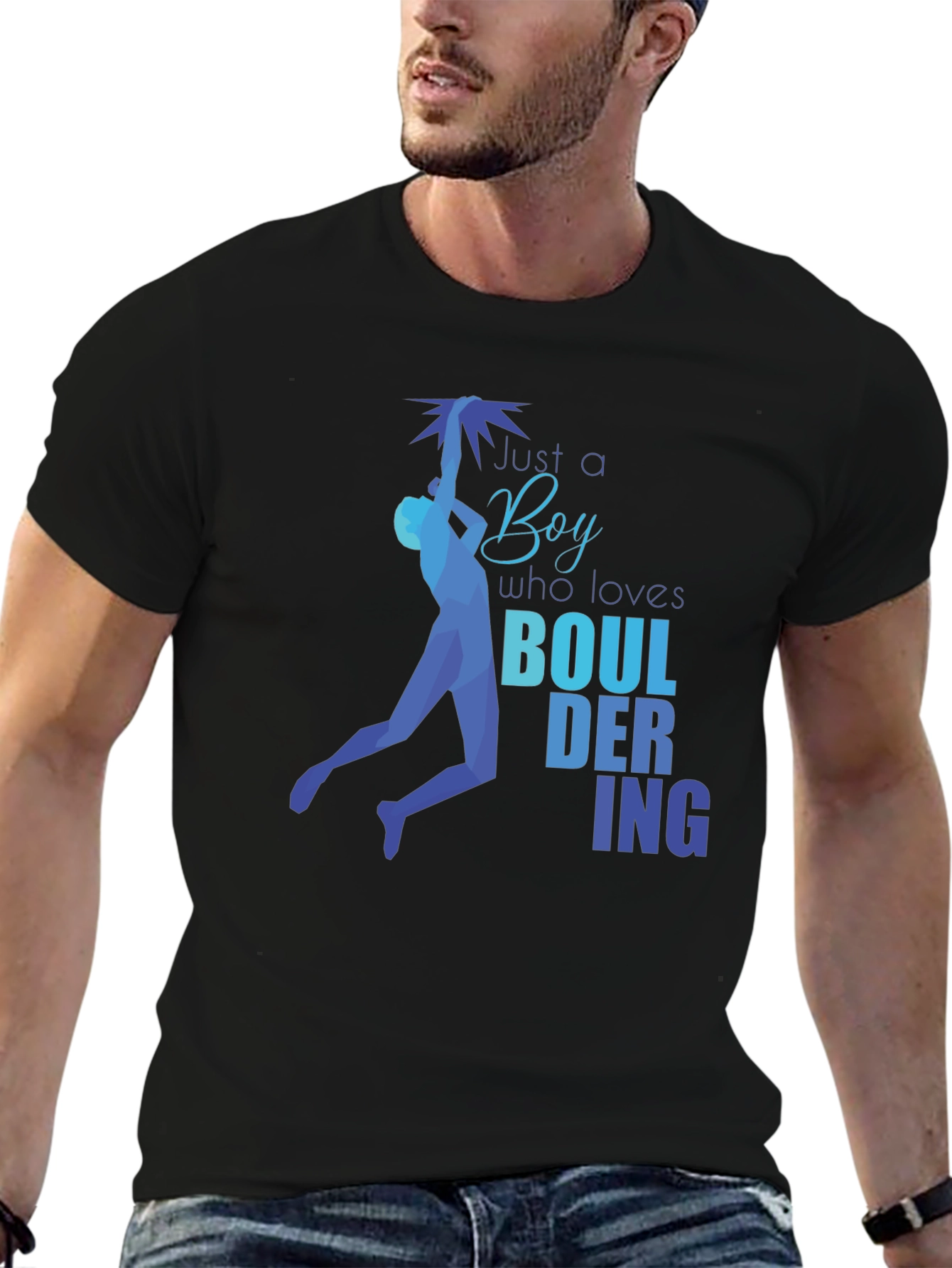 Black Bouldering Boy Graphic T-Shirt - Climbing Enthusiast Tee view 6