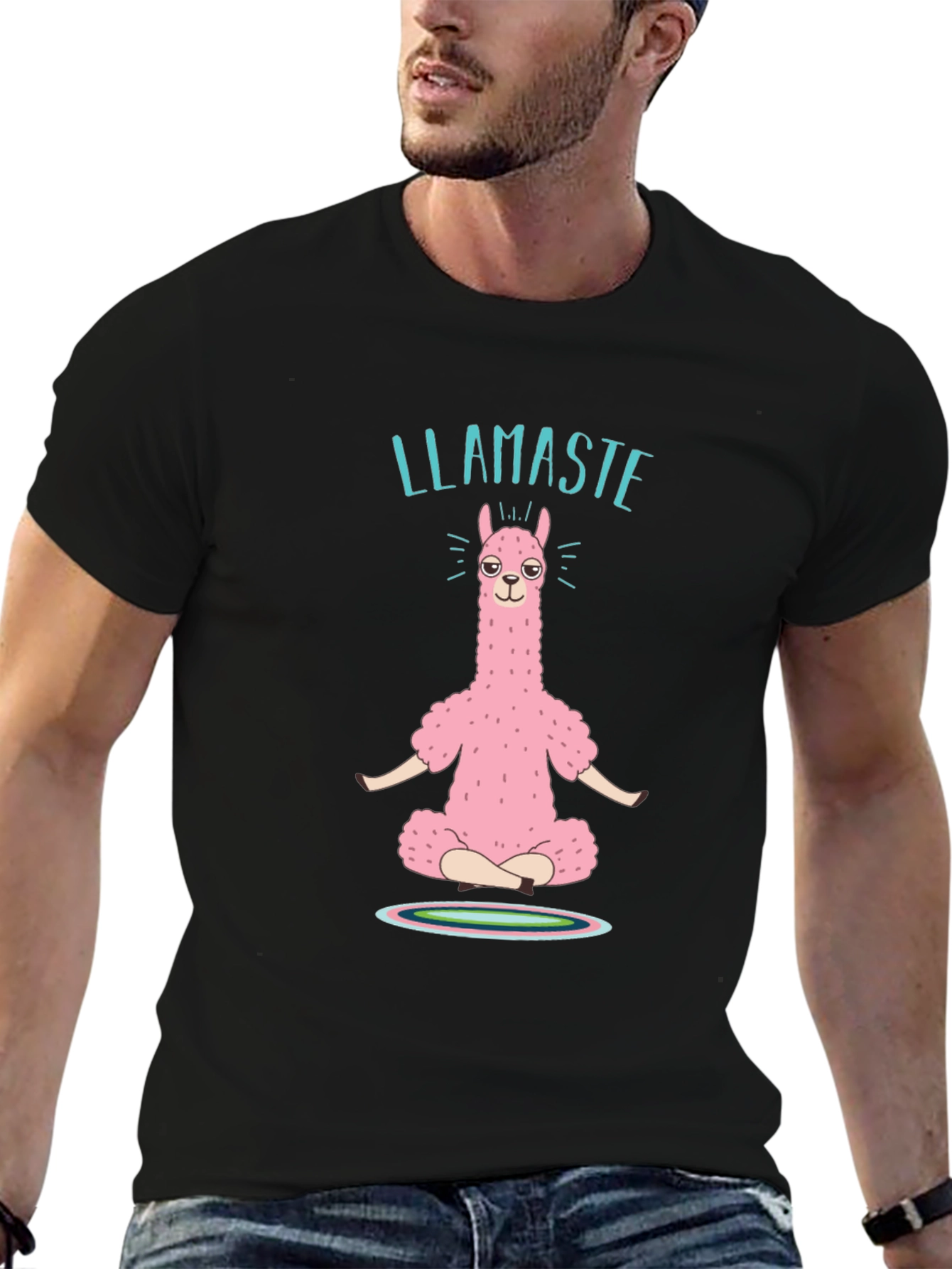 Black Llamaste Yoga Black T-Shirt view 6