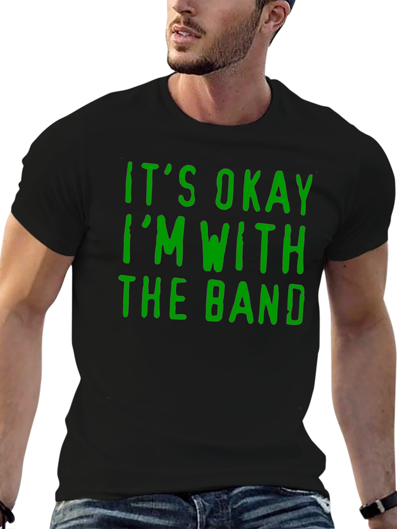 Black It's Okay I'm With The Band Graphic T-Shirt view 6