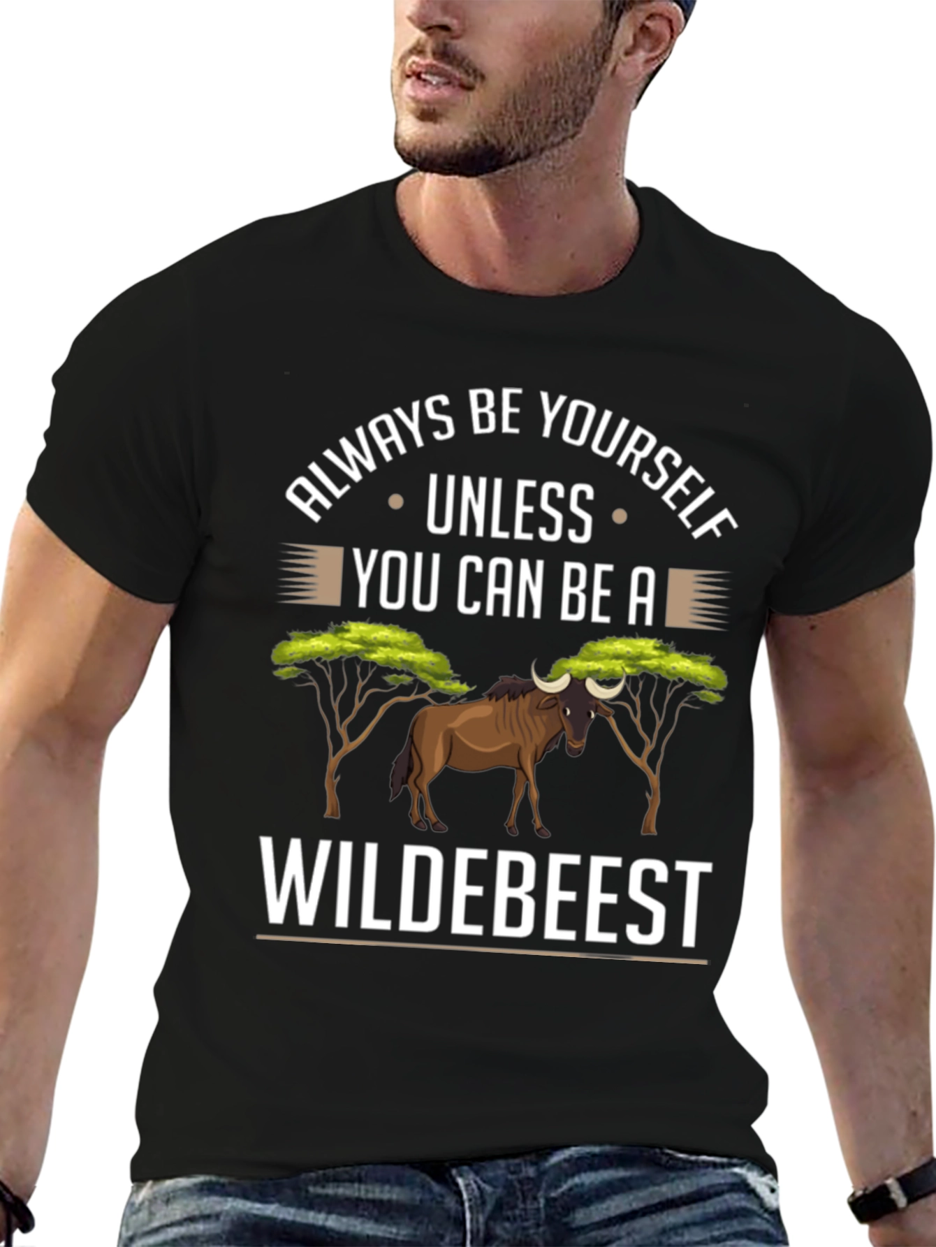 Black Wildebeest Graphic T-Shirt - Always Be Yourself view 6