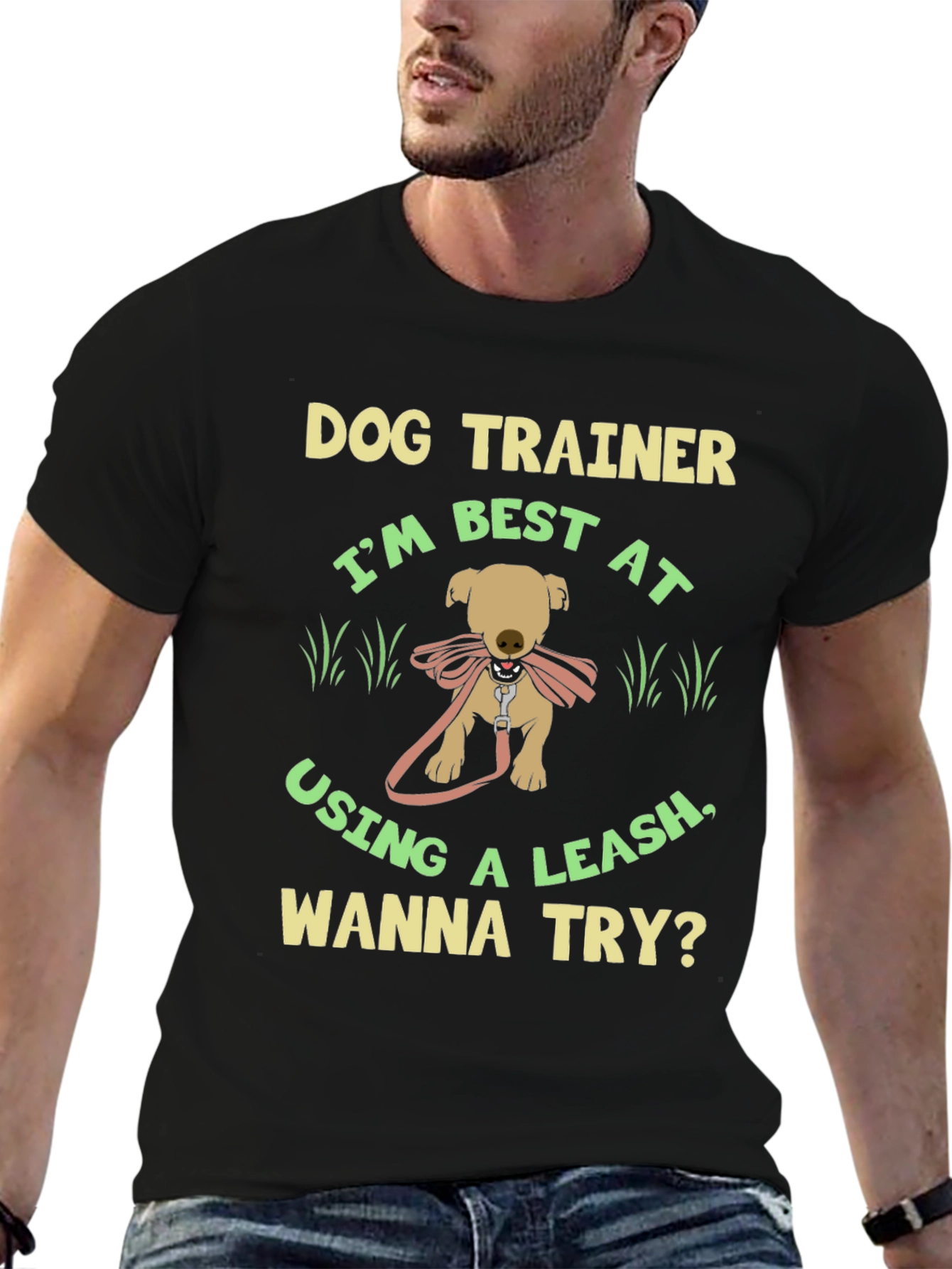 Black Dog Trainer T-Shirt - Best At Using A Leash! view 6