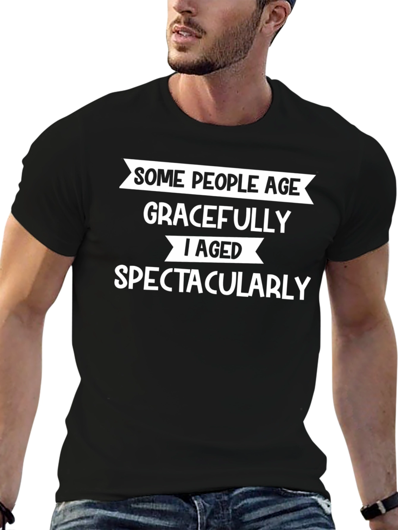 Black Humorous Ageing T-Shirt: Aged Spectacularly view 6