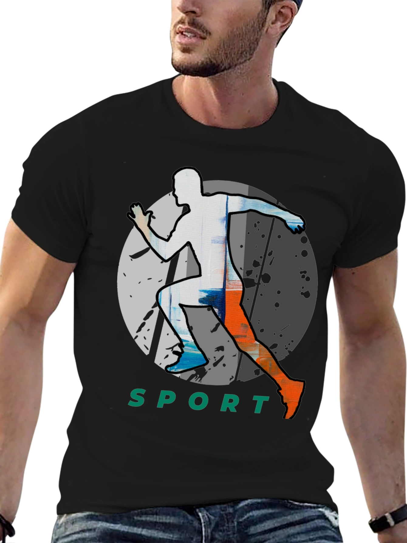 Men's Black Graphic Tee - Sport Runner Design - 6