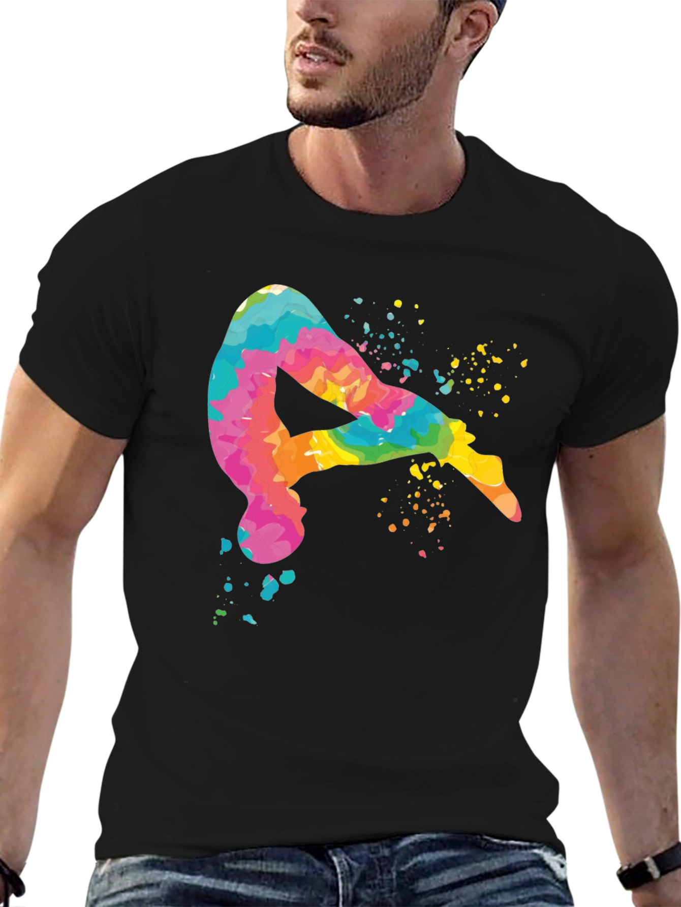 Black Colorful Diving T-Shirt view 6
