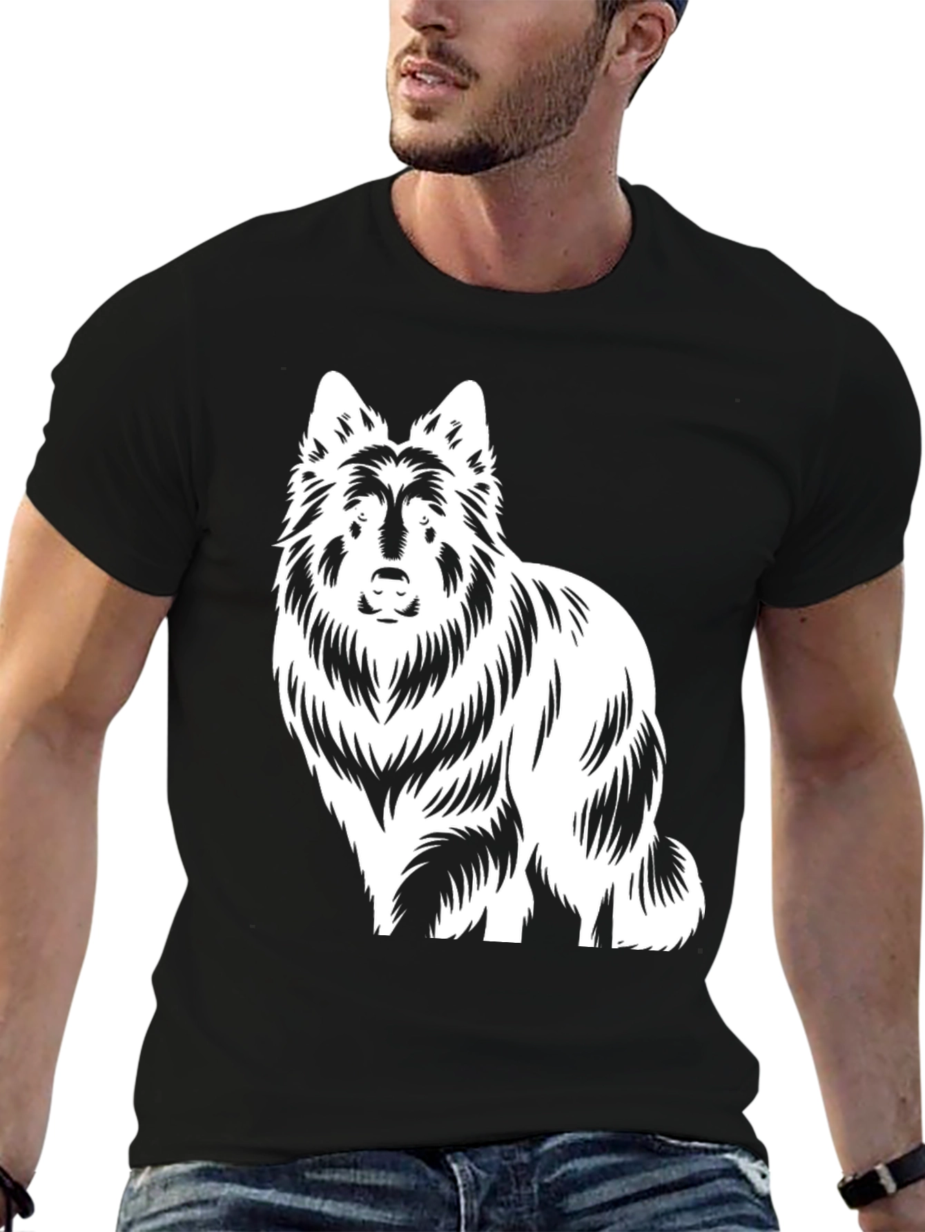 Black Dog Graphic Tee - Stylish Black Cotton Blend T-Shirt view 6