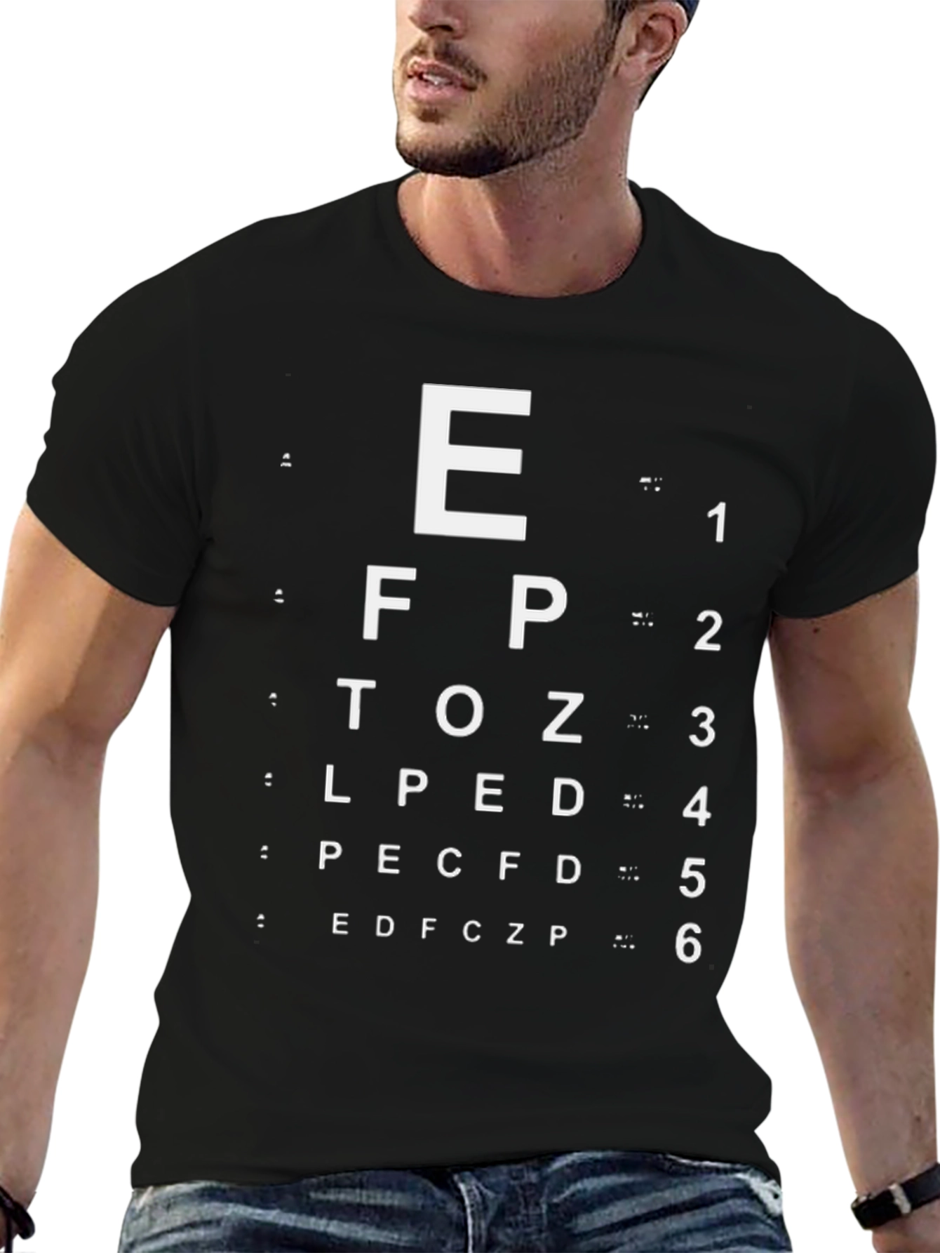 Black Eye Chart Graphic Tee - Vision Test Novelty Shirt view 6