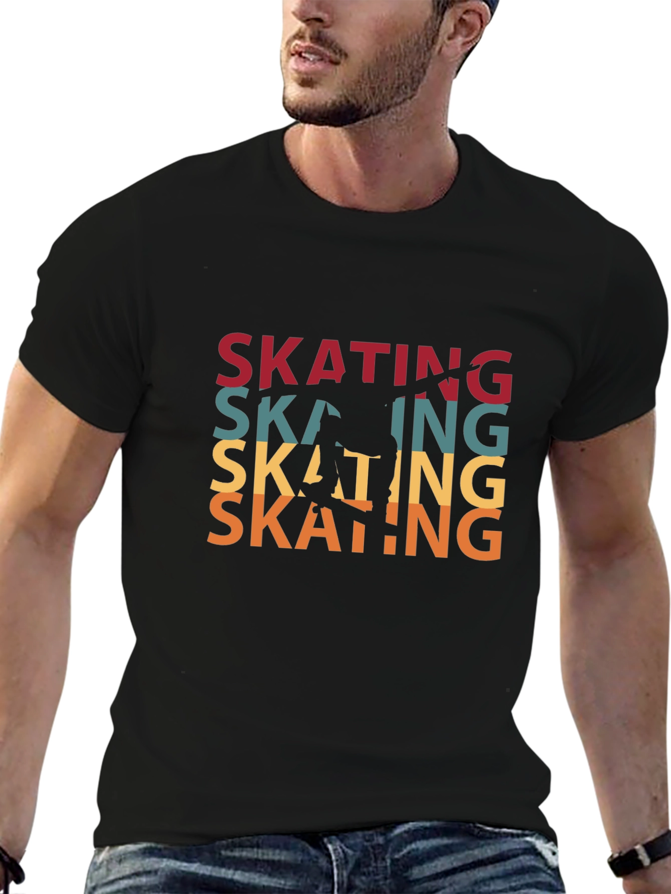 Black Retro Skating T-Shirt - Classic Design, Comfortable Fit view 6