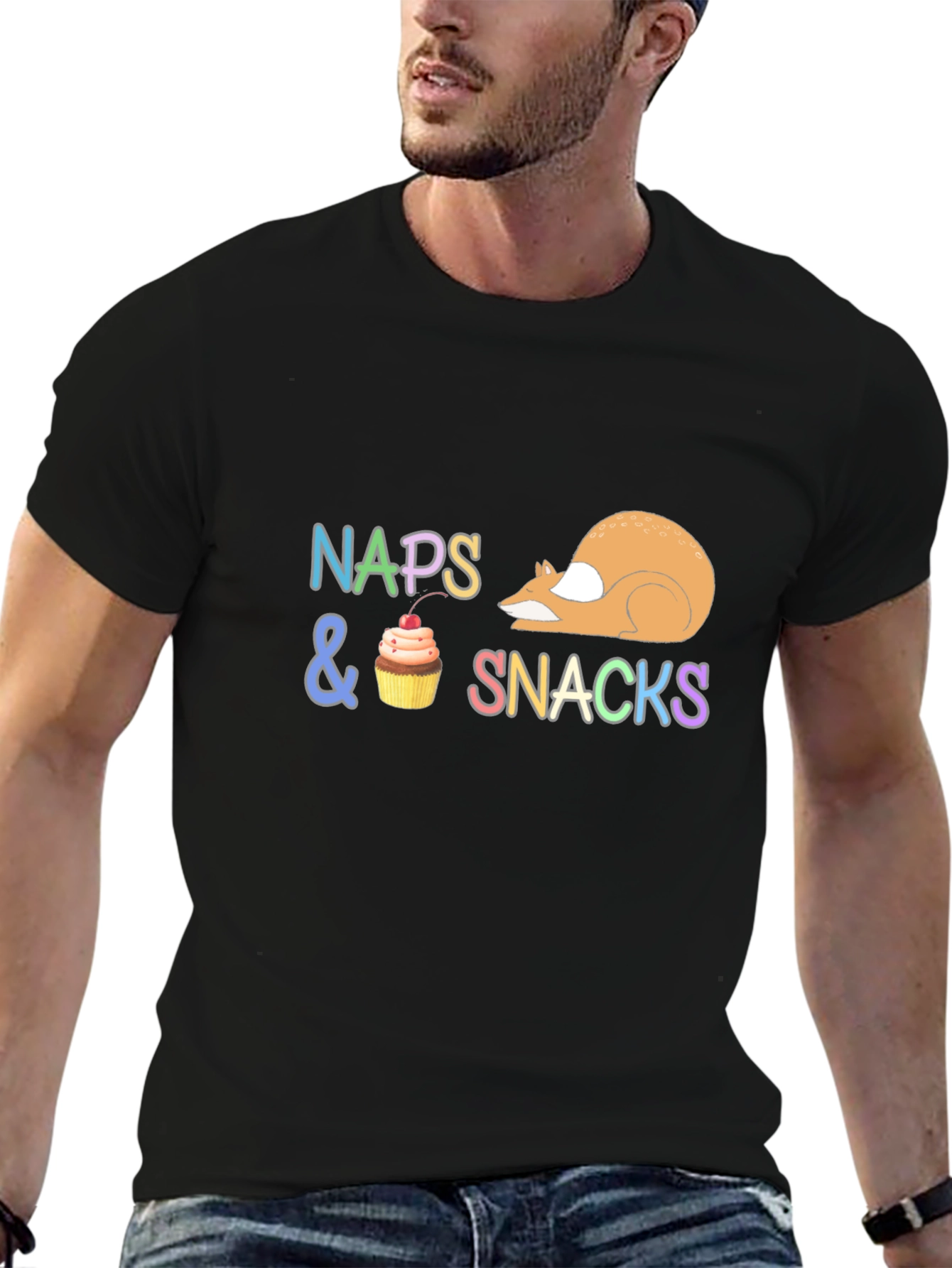 Black Naps & Snacks Graphic Tee - Cozy Comfort view 6